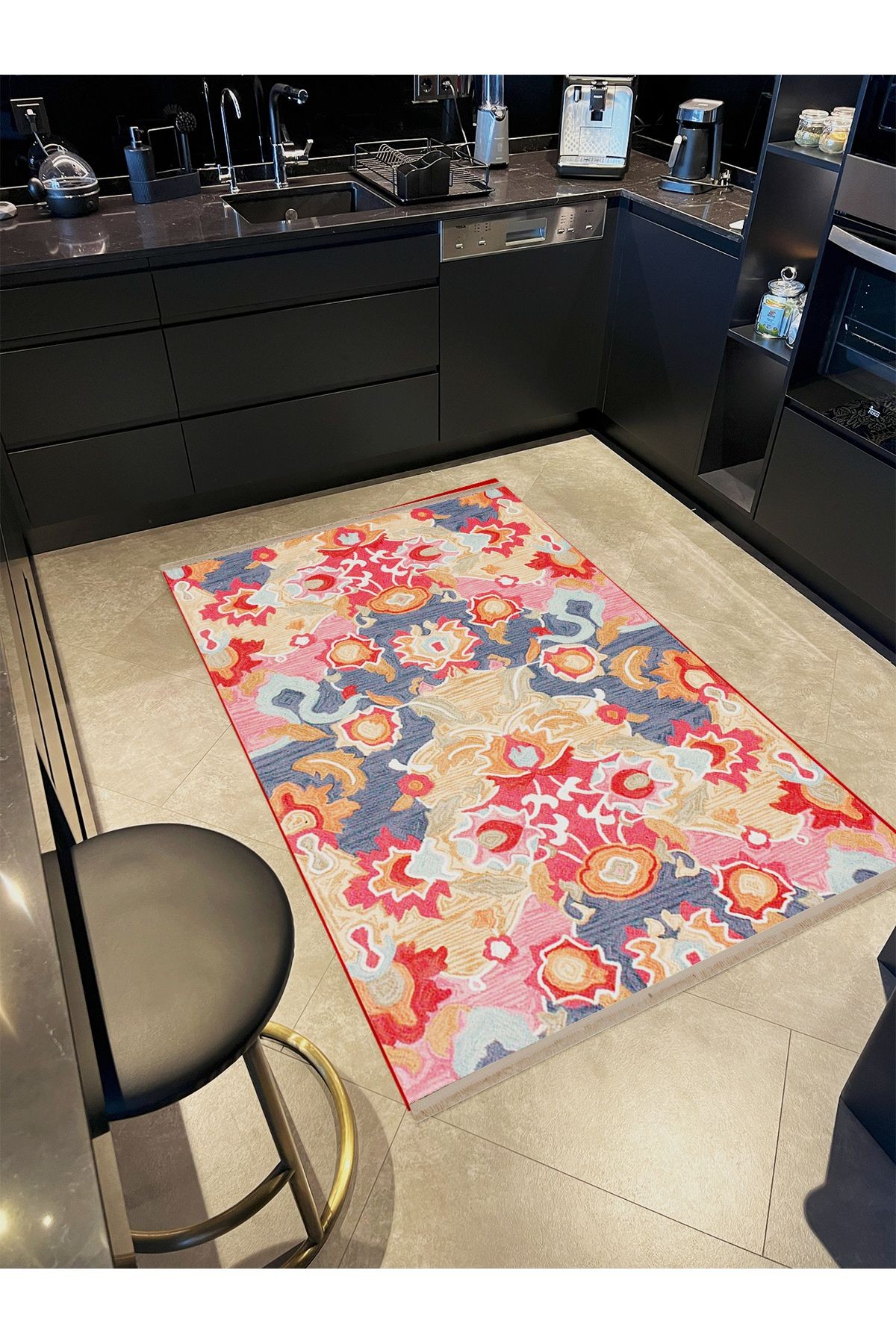 Asya Koleksiyonu Pastel Tonlarda Çok Renkli Dokuma Taban Modern Dekoratif Halı asya41