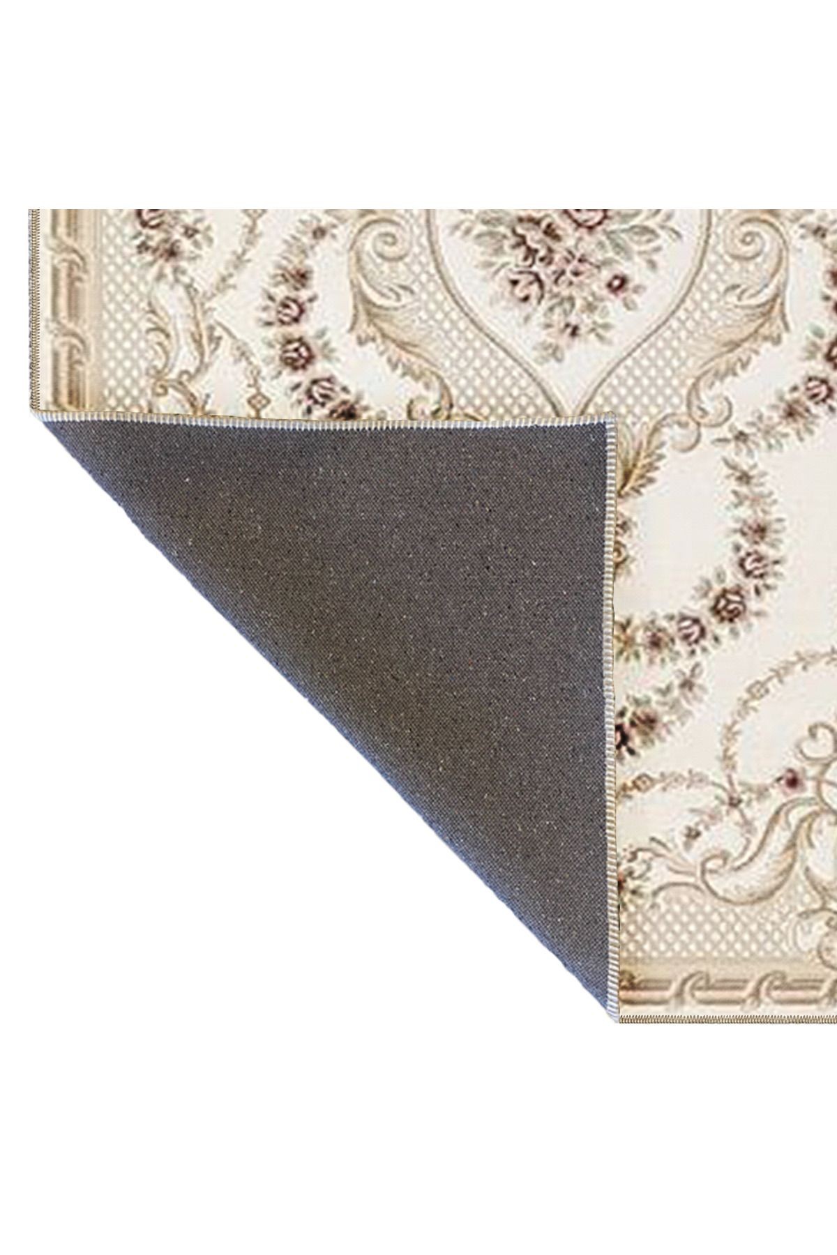 Bej Temalı Geleneksel Motif Çiçek Desenli Vintage Dekoratif Halı 4889