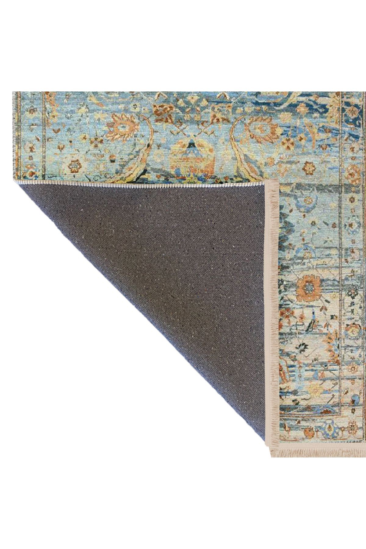 Barcelona Koleksiyonu Mavi Tonlarda Soyut Motifli ve Geleneksel Desenli Vintage Dekoratif Halı 50