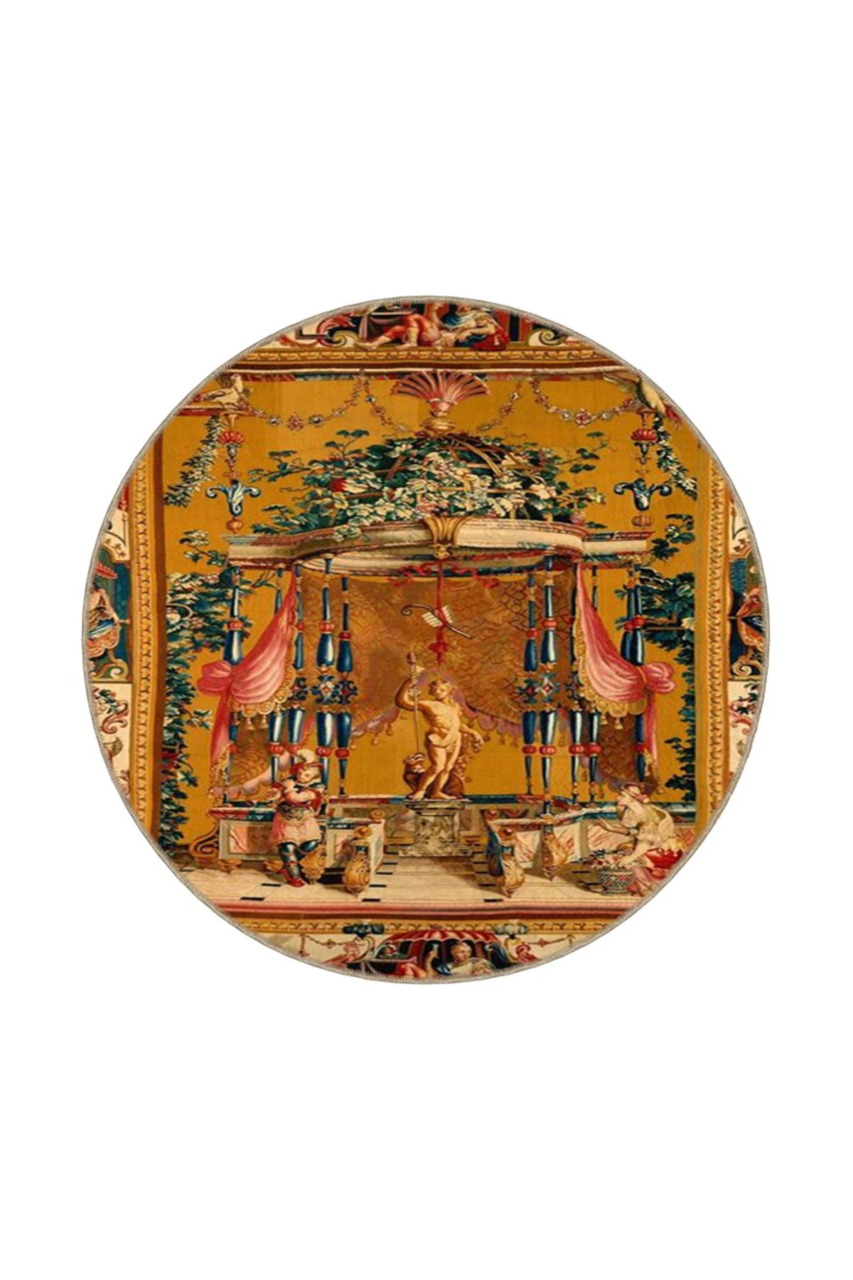 Sarı ve Kahve Tonlarda Adam Motifli Desenli Modern Dekoratif Halı 4409