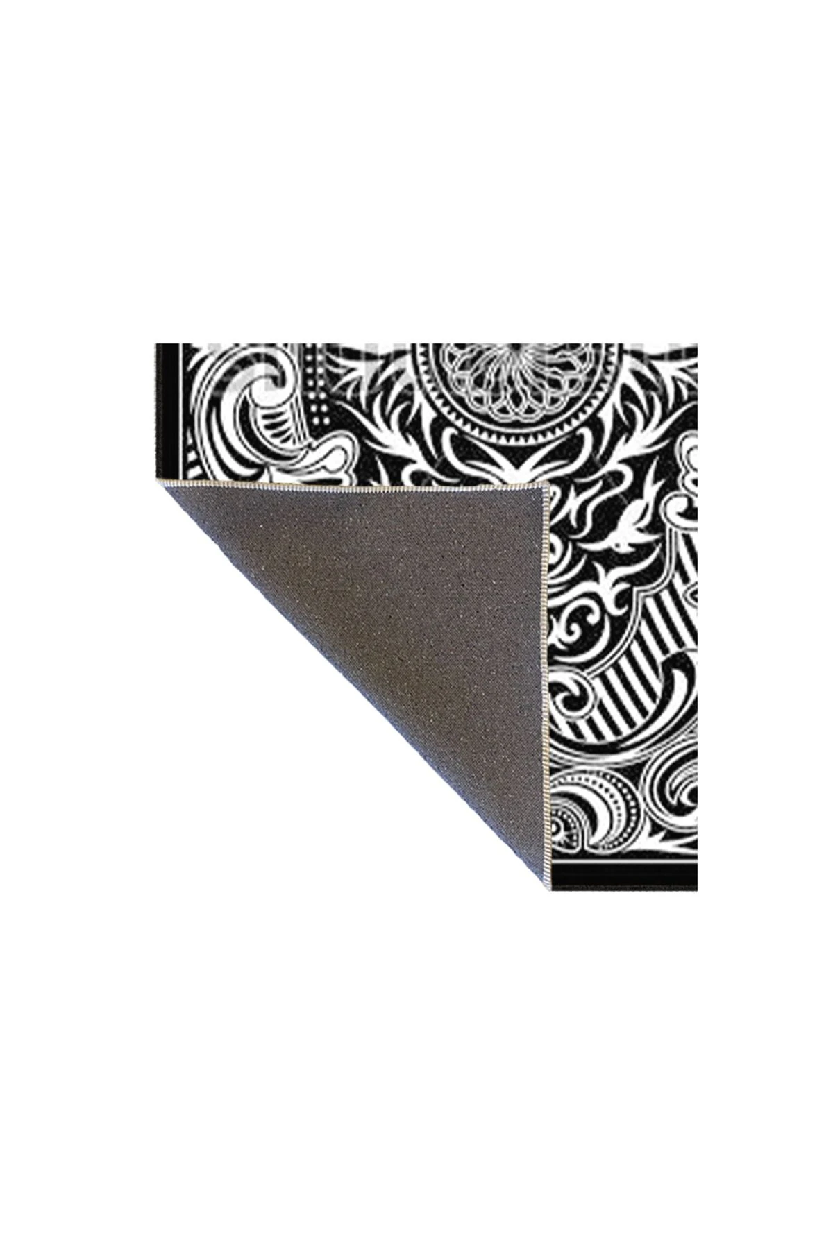 Siyah Beyaz Temalı Geometrik Desenli Dokuma Taban Halı ve Yıkanabilir Halı aloha122