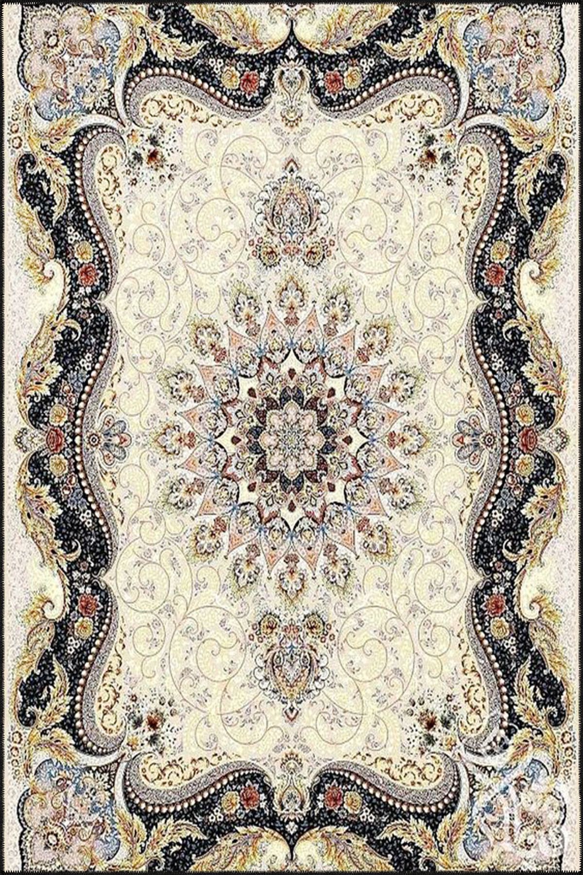 Krem Geleneksel Renkli Desenli Modern Desenli Dokuma Taban ve Dekoratif Yıkanabilir Halı miravip8641