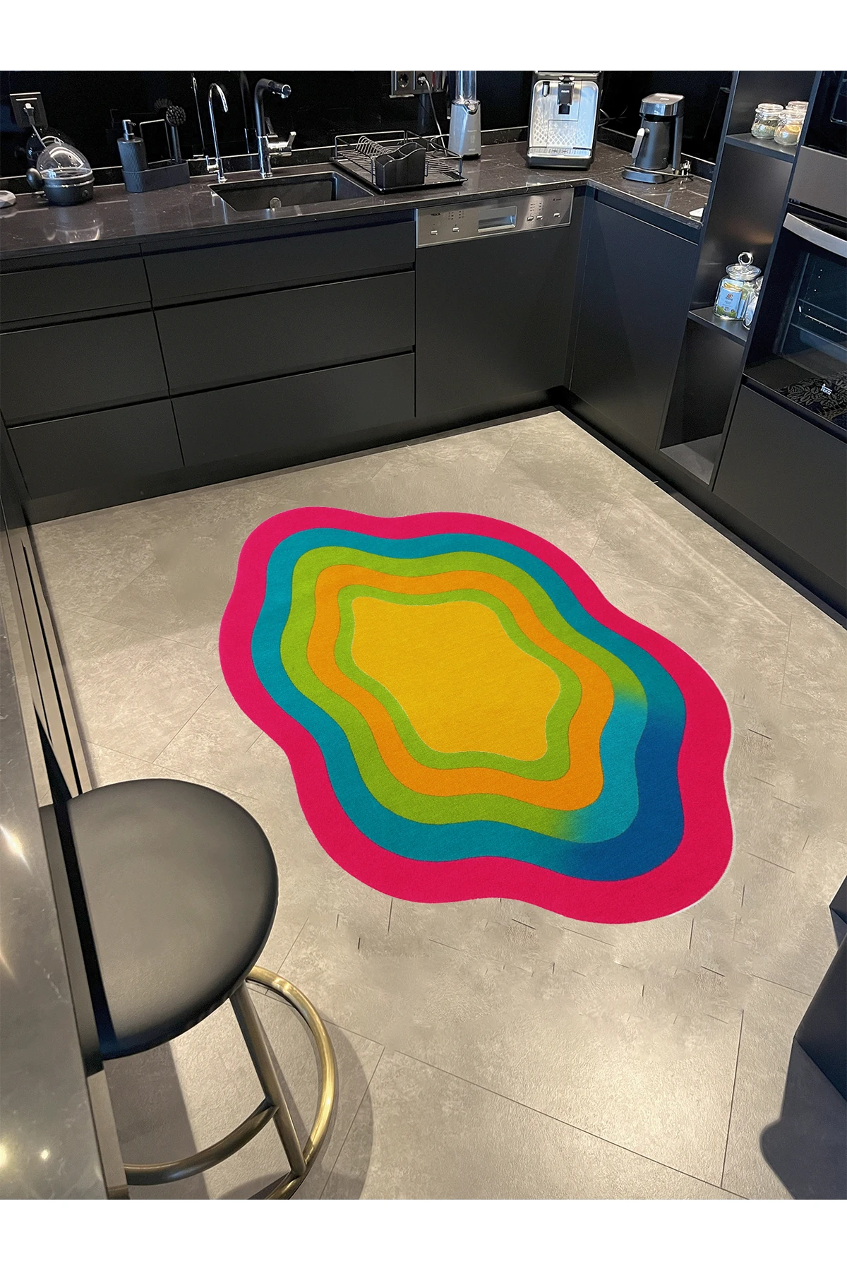 MOSSO Çok Renkli Soyut Kreatif Desen Dokuma Taban Modern Dekoratif Halı mosso318