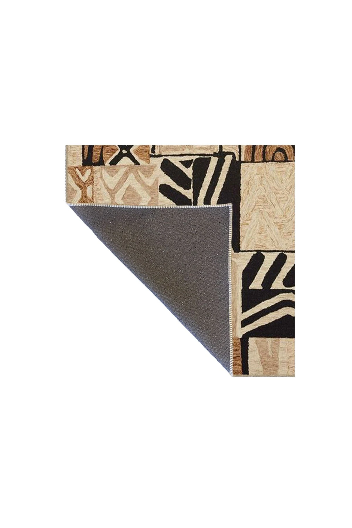 Kahverengi Temalı Geometrik Çiçekli Desenli Dokuma Taban Halı ve Yıkanabilir Halı aloha151