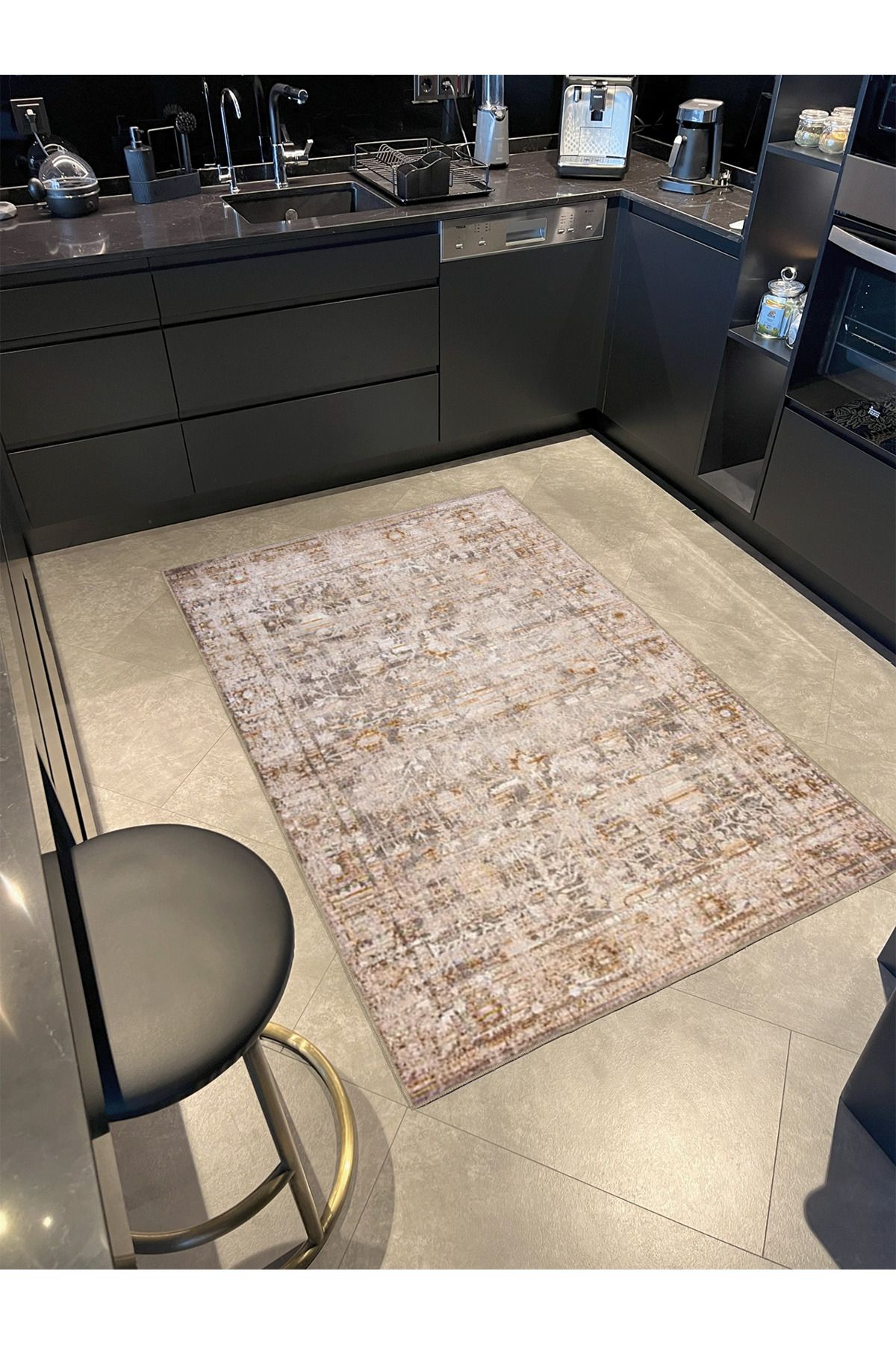 Krem Geometrik Desenli Dokuma Taban miravip816