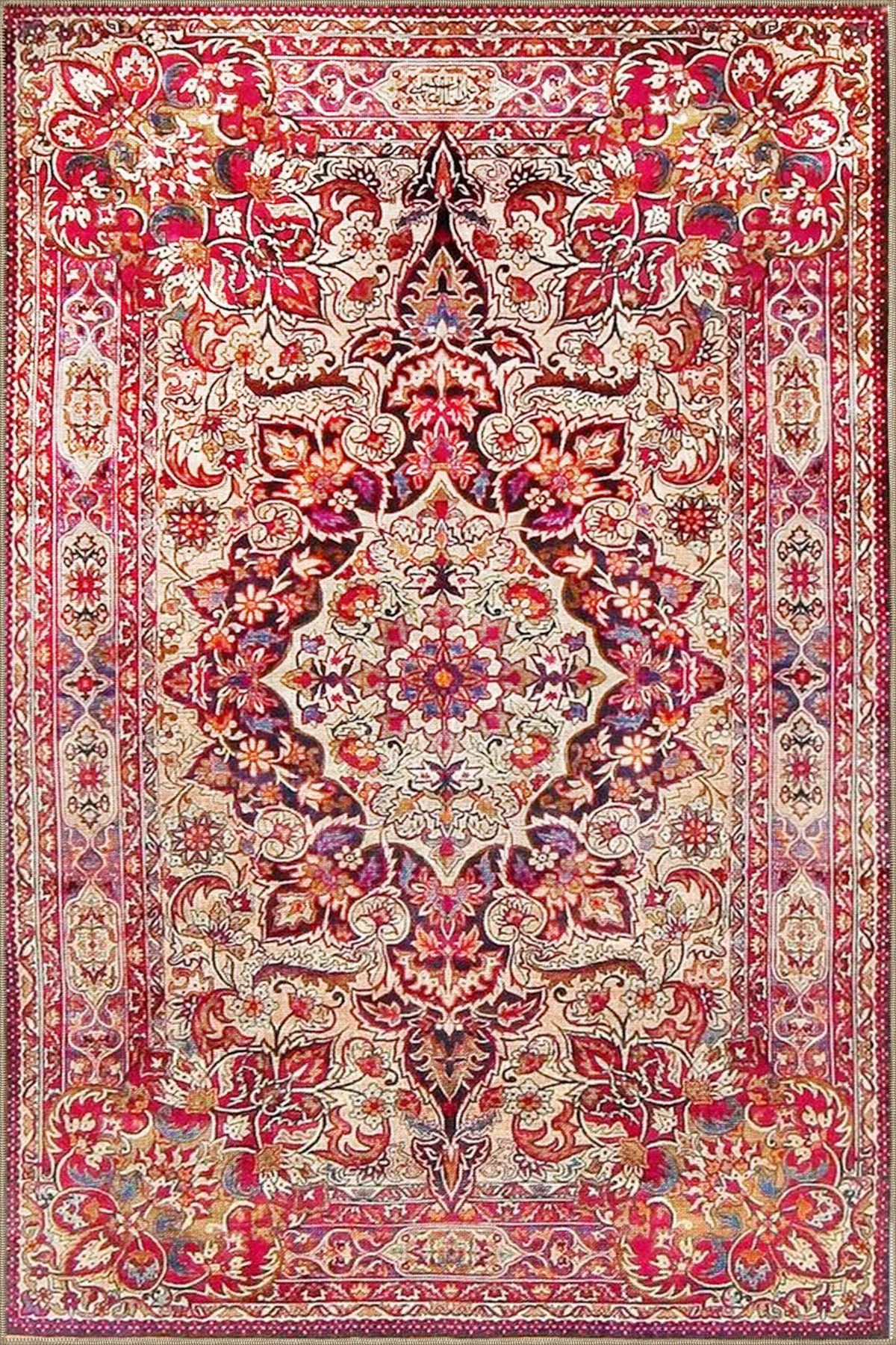 Kırmızı Geleneksel Desenli Dokuma Taban Halı 4059