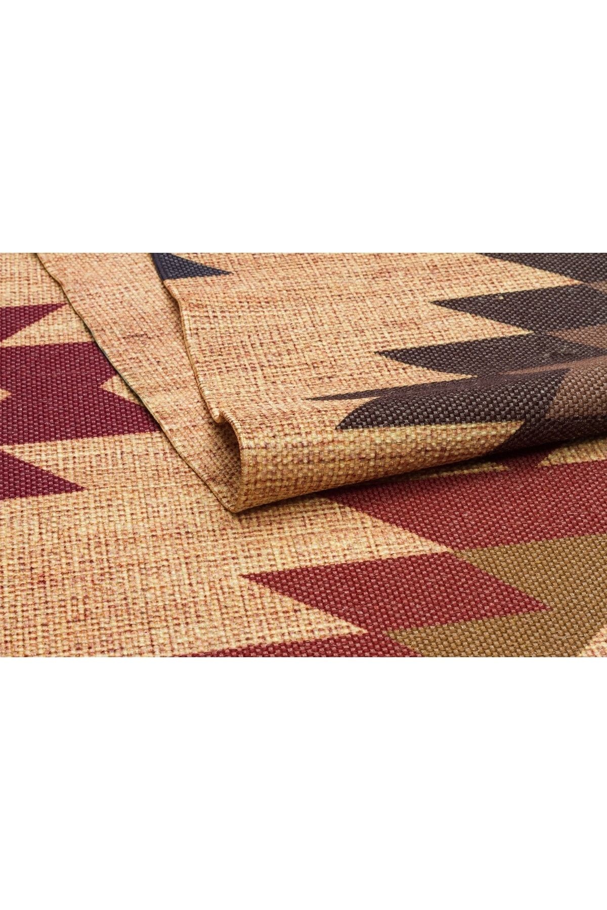 Moroccan 531 Etnik Desenli Jüt Görünüm Saçaklı Kilim