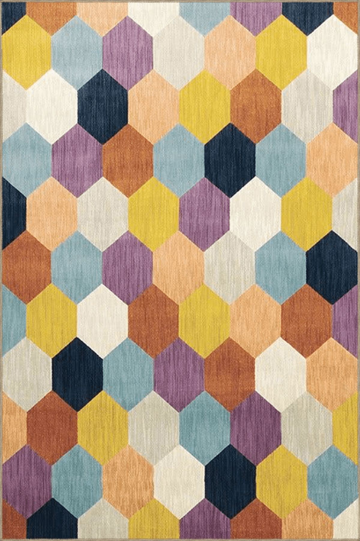 Çok Renkli Geometrik Kovan Petek Desenli Kreatif Modern Dekoratif Halı 3963