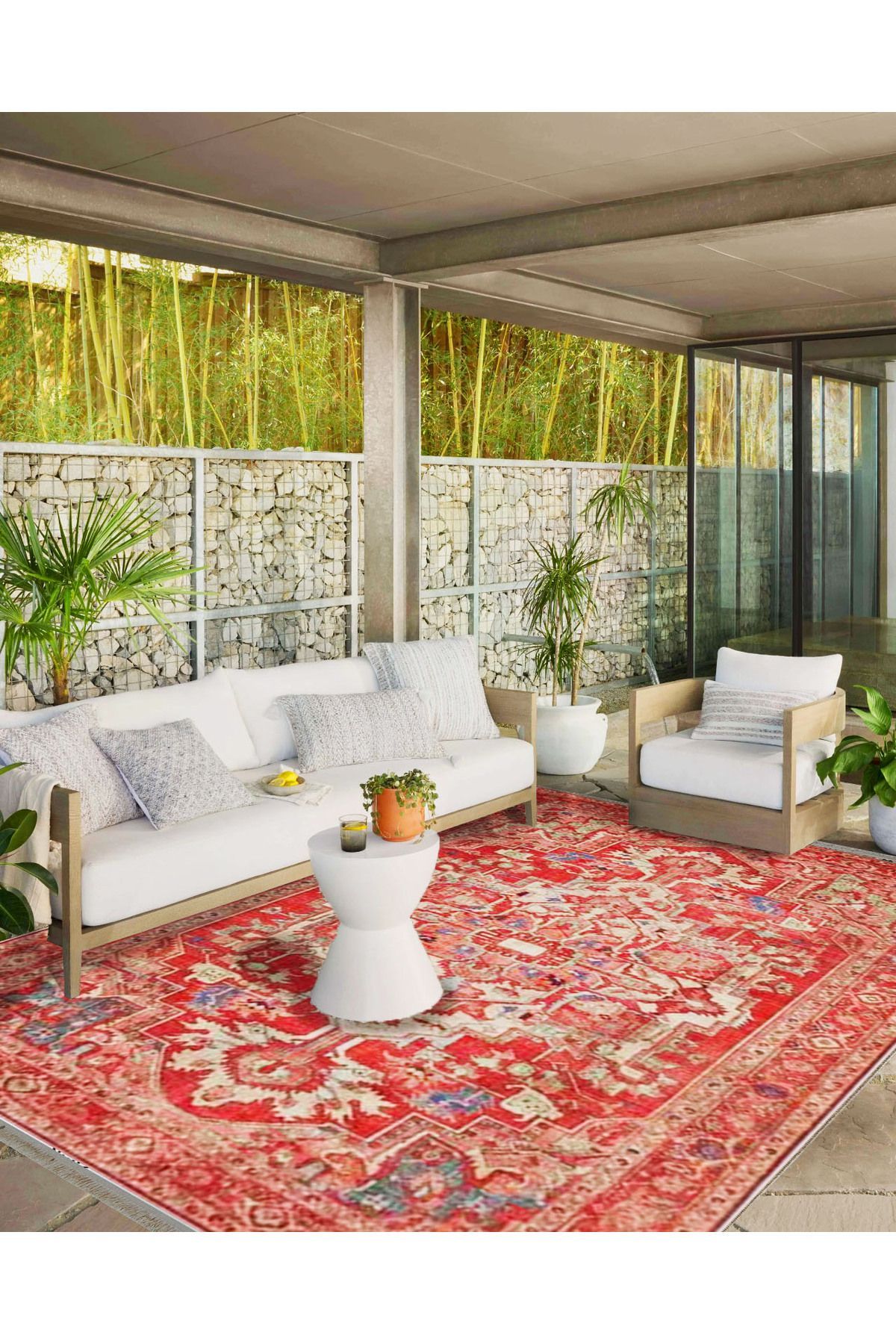 Alya Koleksiyonu Kırmızı Bej Eskitme Görünümlü Dokuma Taban Dekoratif Halı alya03