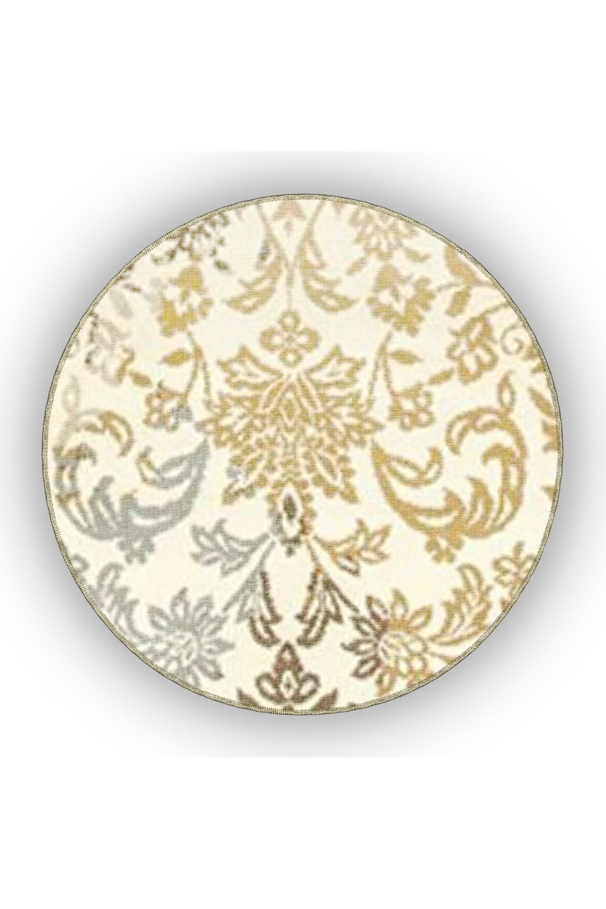 Bej Temalı Geleneksel Motif Çiçek Desenli Vintage Dekoratif Halı 4913