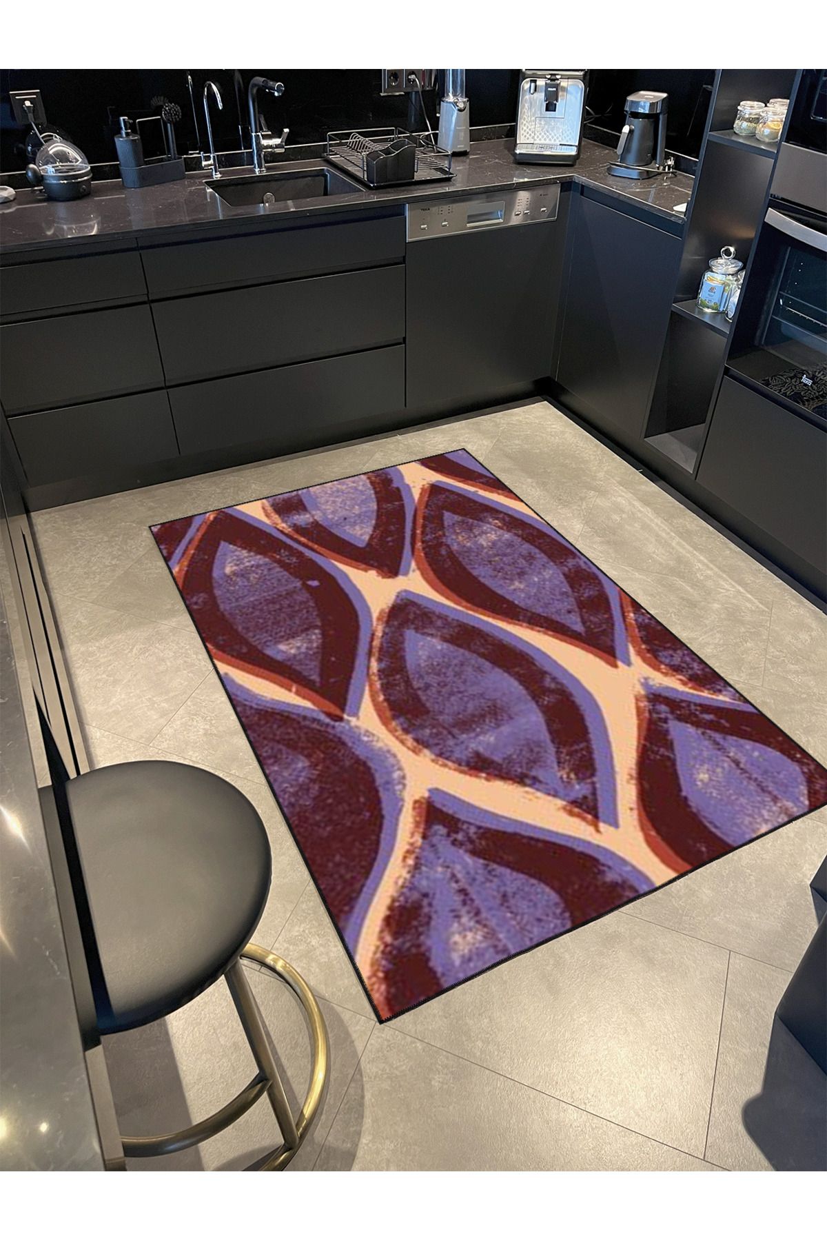 Mor Modern Desenli Dekoratif Yıkanabilir Halı miravip8466