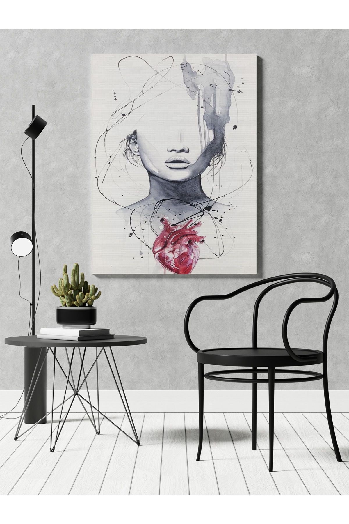 Kanvas Tablo Modern Boyalı Kız Çizimli Temalı Desenli Temalı Tablo