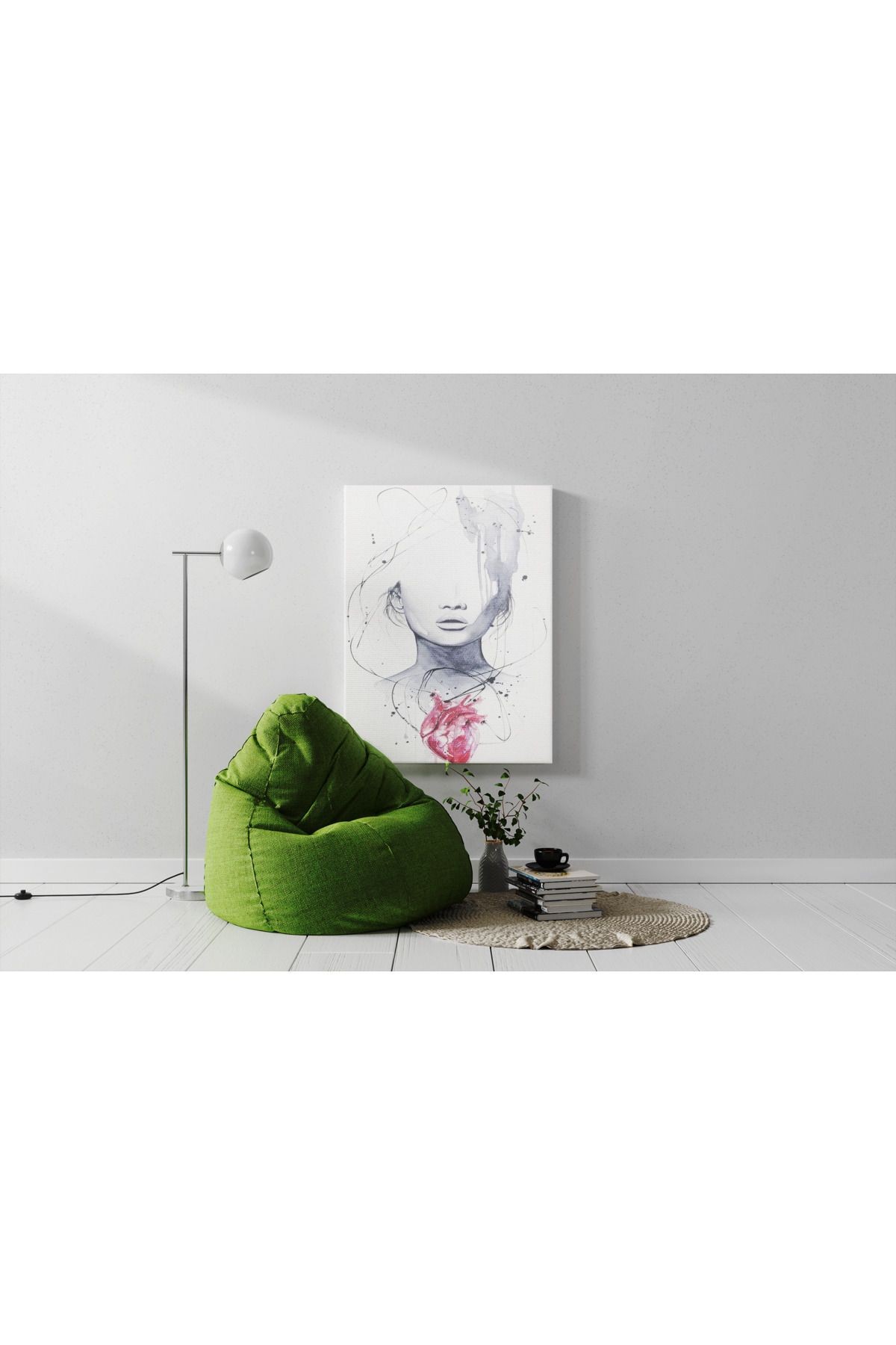 Kanvas Tablo Modern Boyalı Kız Çizimli Temalı Desenli Temalı Tablo