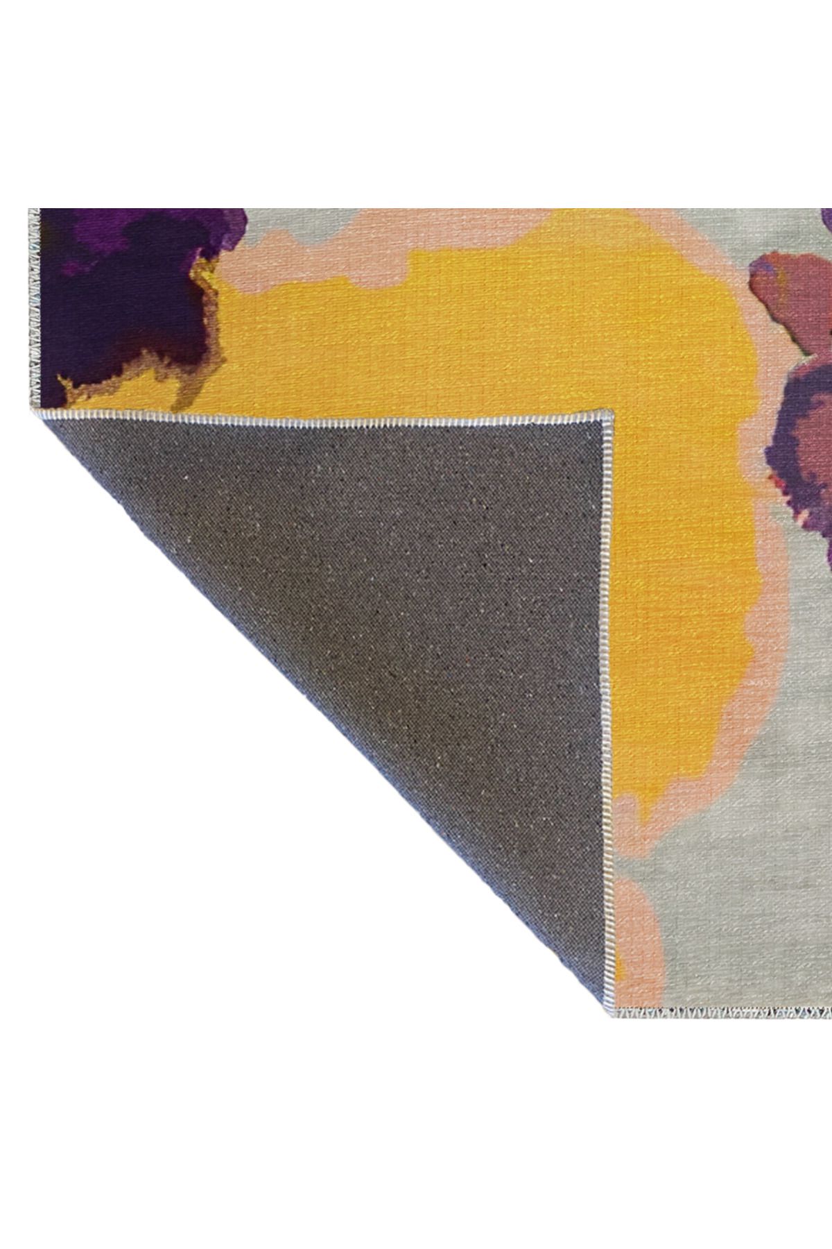 Sarı Mor Temalı Soyut Desenli Kreatif Modern Dekoratif Halı 1994