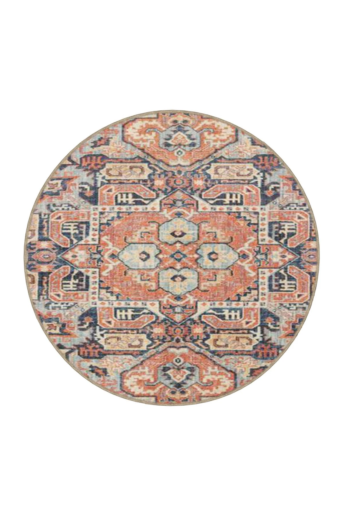 Geometrik Gelenksel Krem Renkli Desenli Dokuma Taban miravip639