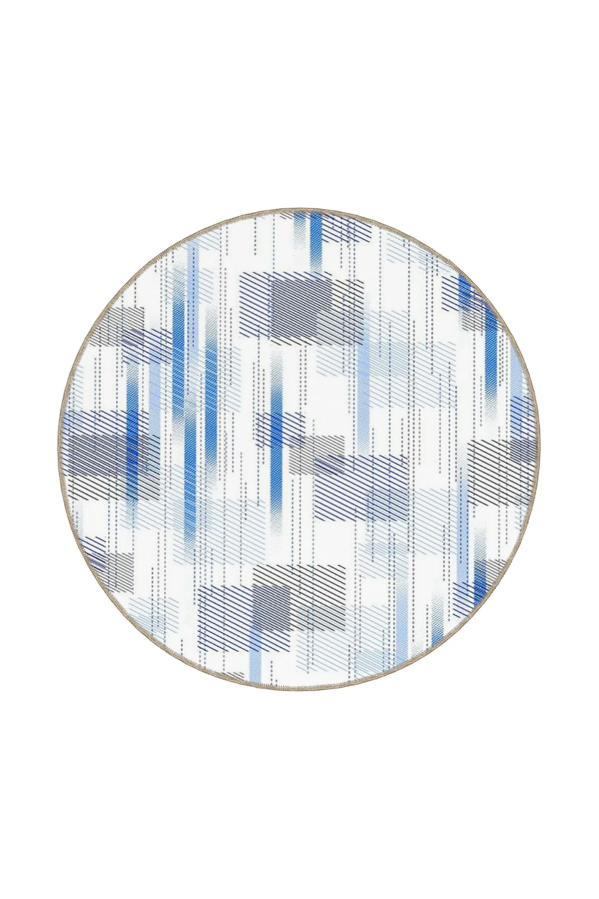 Mavi Beyaz Kareli Geometrik Temalı Dokuma Taban Halı ve Yıkanabilir Halı miravip9825