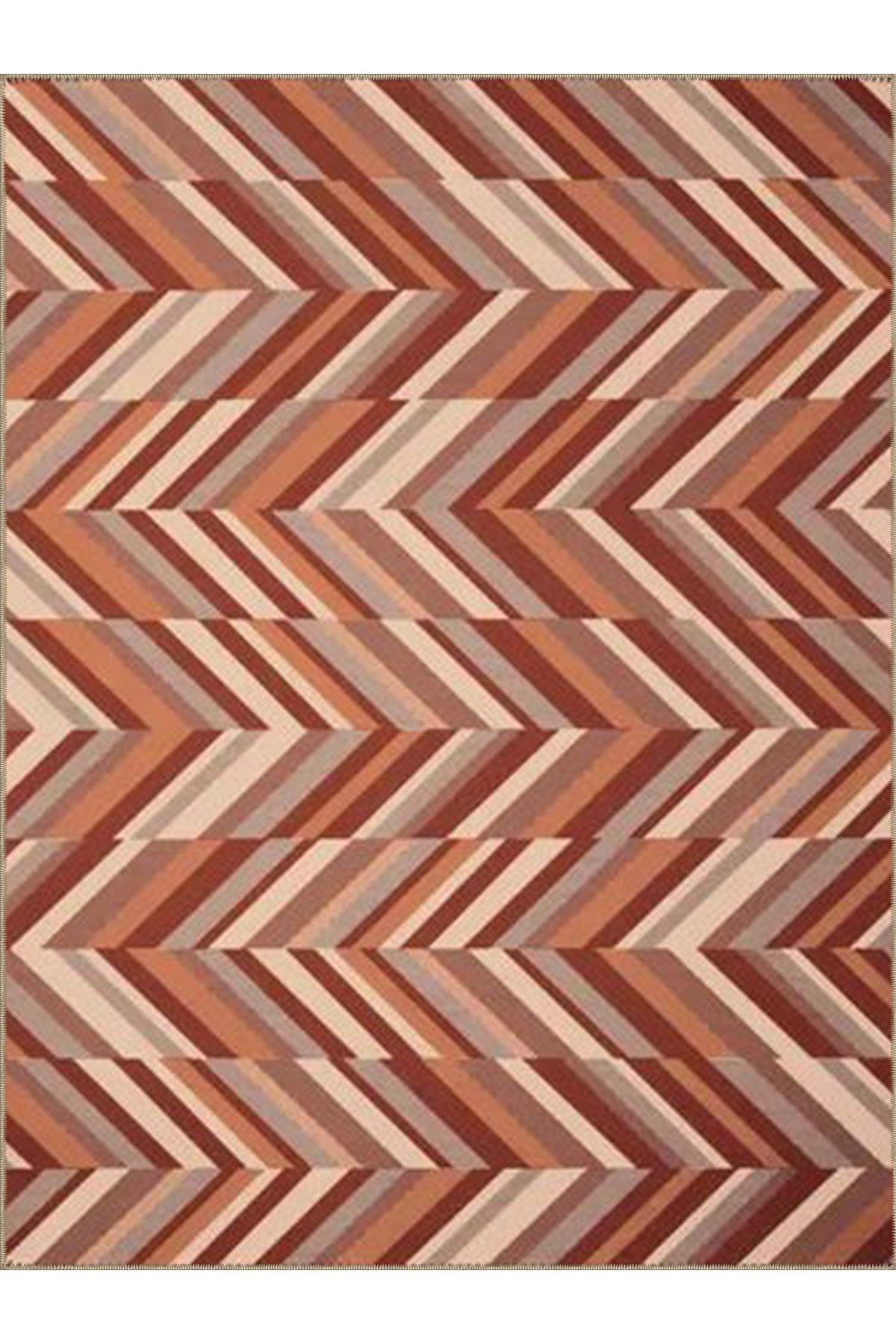 Ametist Serisi Kahve Tonlarda Zik Zak Geometrik Desenli Dokuma Taban Modern Dekoratif Halı ametist22