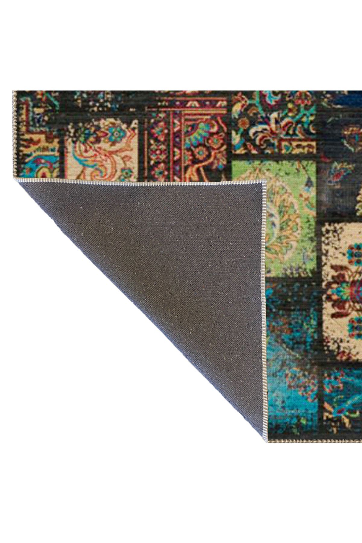 Tablo Görüntülü Düğüm Modern Desenli Dokuma Taban ve Dekoratif Yıkanabilir Halı miravip8617