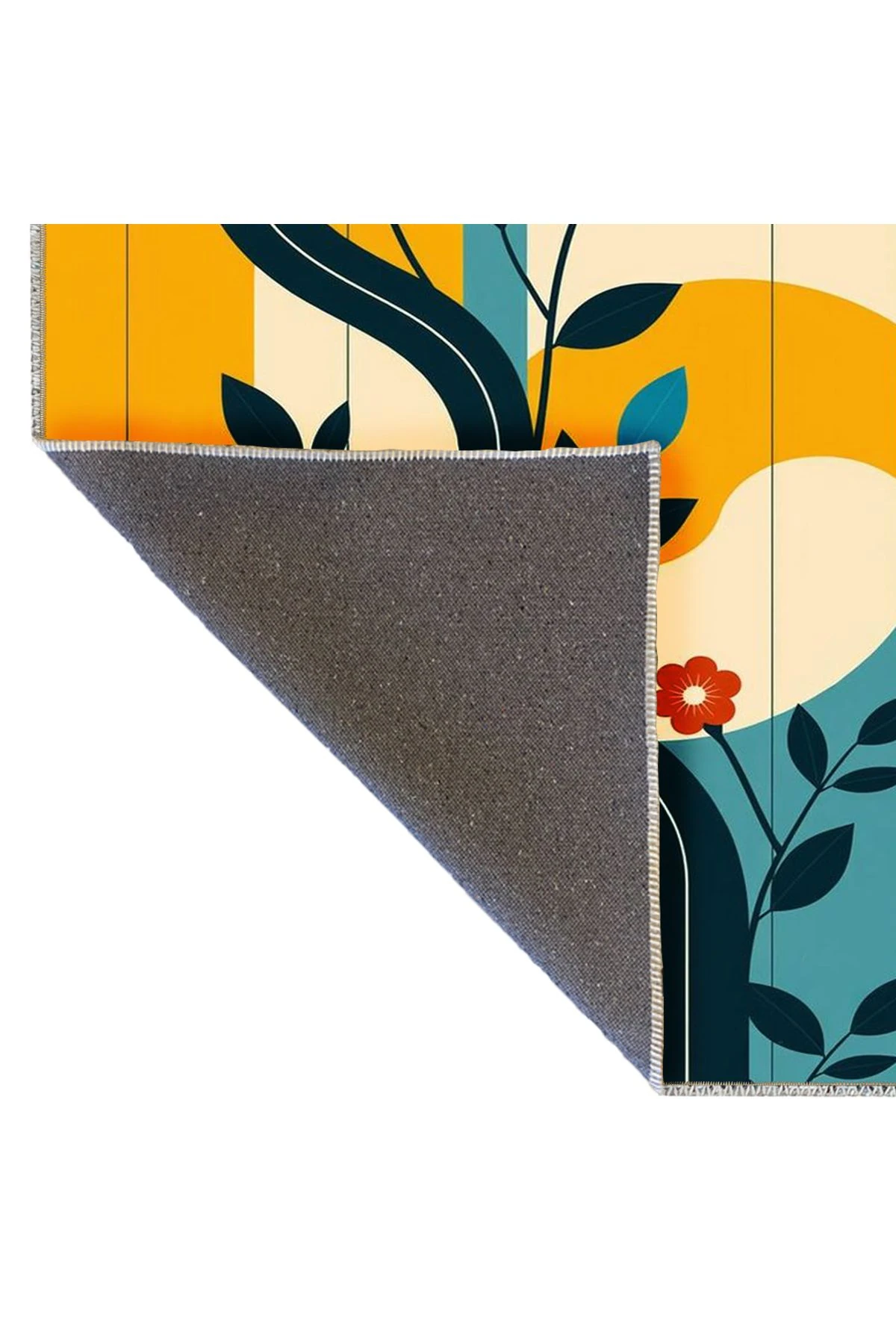 Güneş Koleksiyonu Çok Renkli Soyut Şekiller ve Çiçekler  Desenli Dokuma Taban Dekoratif Halı güneş49