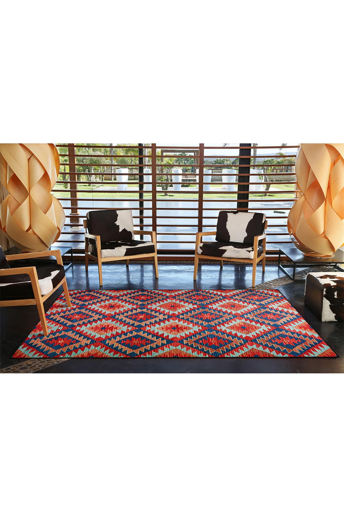 Pembe Baklava Desenli Geometrik Modern Dekoratif Halı 4443