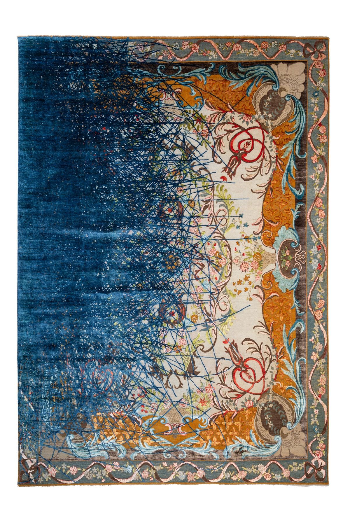 Mira 1216 Vintage Lacivert Kahve Baskılı Dokuma Taban Halı