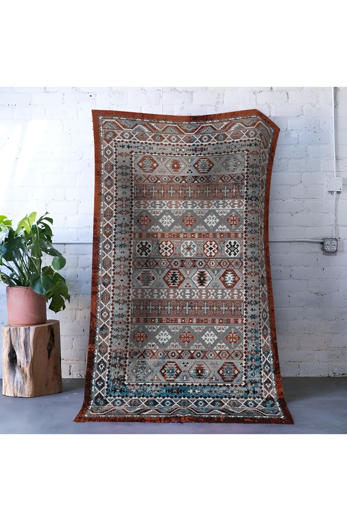 Mira Çok Renkli Geleneksel Desen Vintage Dekoratif Halı Mira 1563
