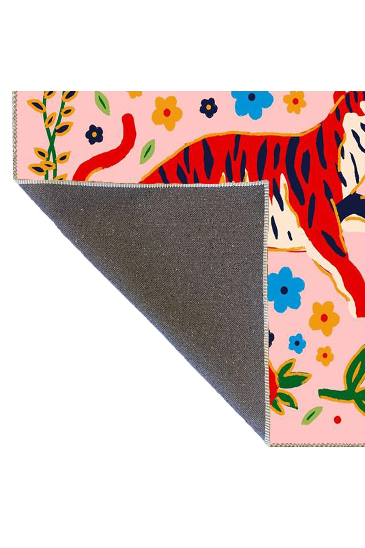 Kırmızı Kaplan ve Çiçek Desenli Halı 3751