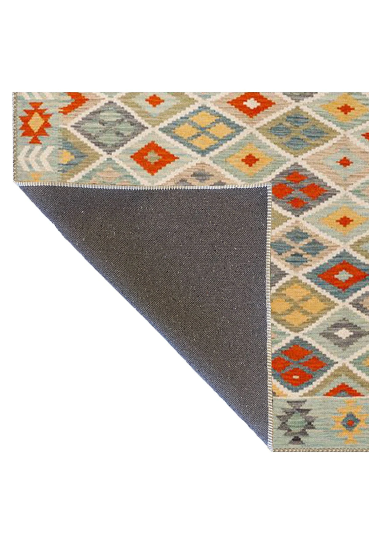 Gri Geometrik Modern Baklava Desenli Dokuma Taban ve Dekoratif Halı miravip93