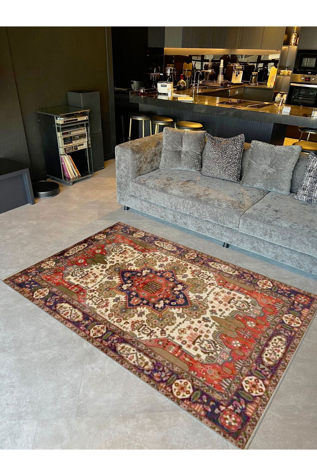 İnci Koleksiyonu Çok Renkli Geleneksel Motif Etnik Desen Dokuma Taban Vintage Dekoratif Halı inci28