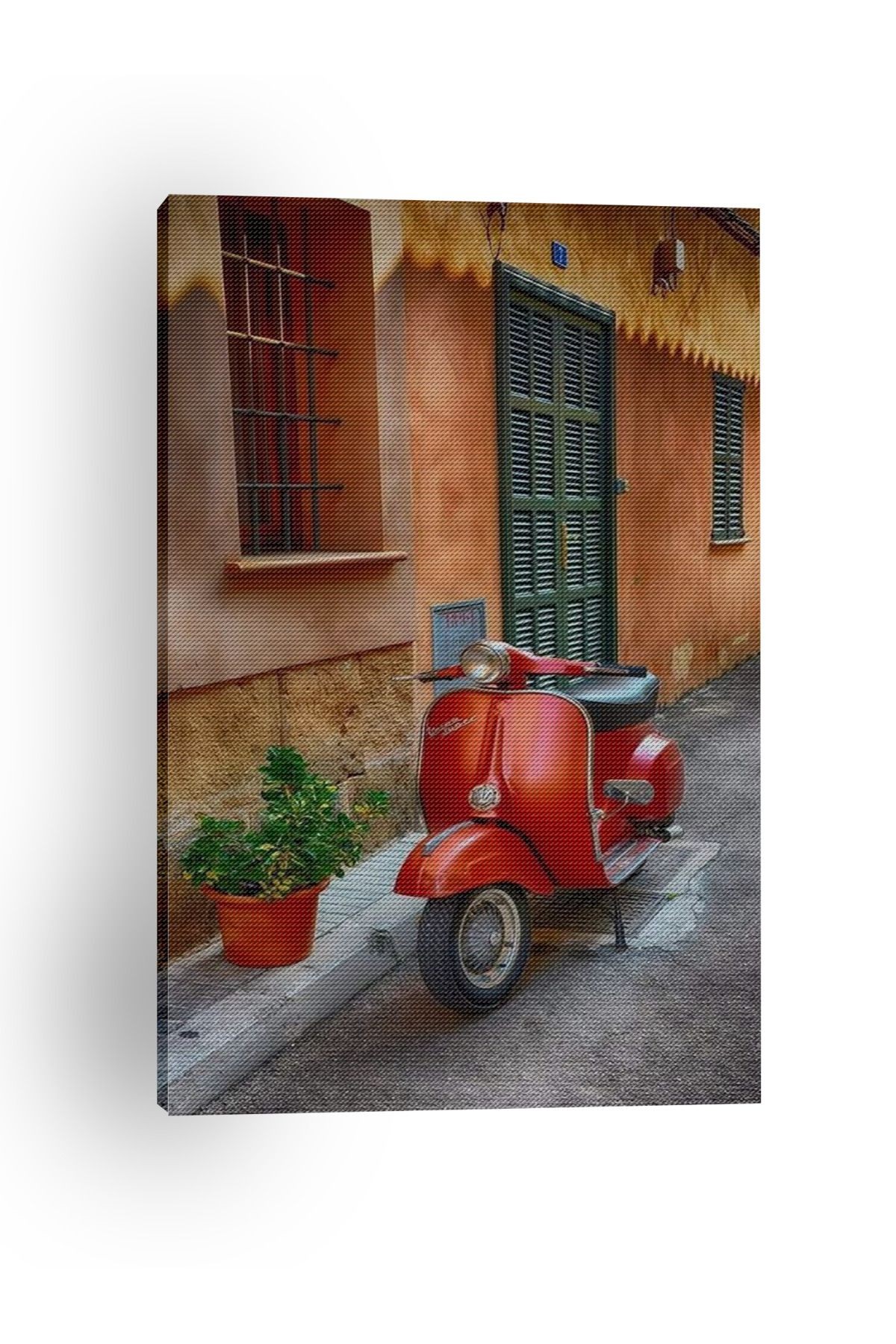 Kanvas Tablo Kırmızı Motor Desenli Temalı Tablo