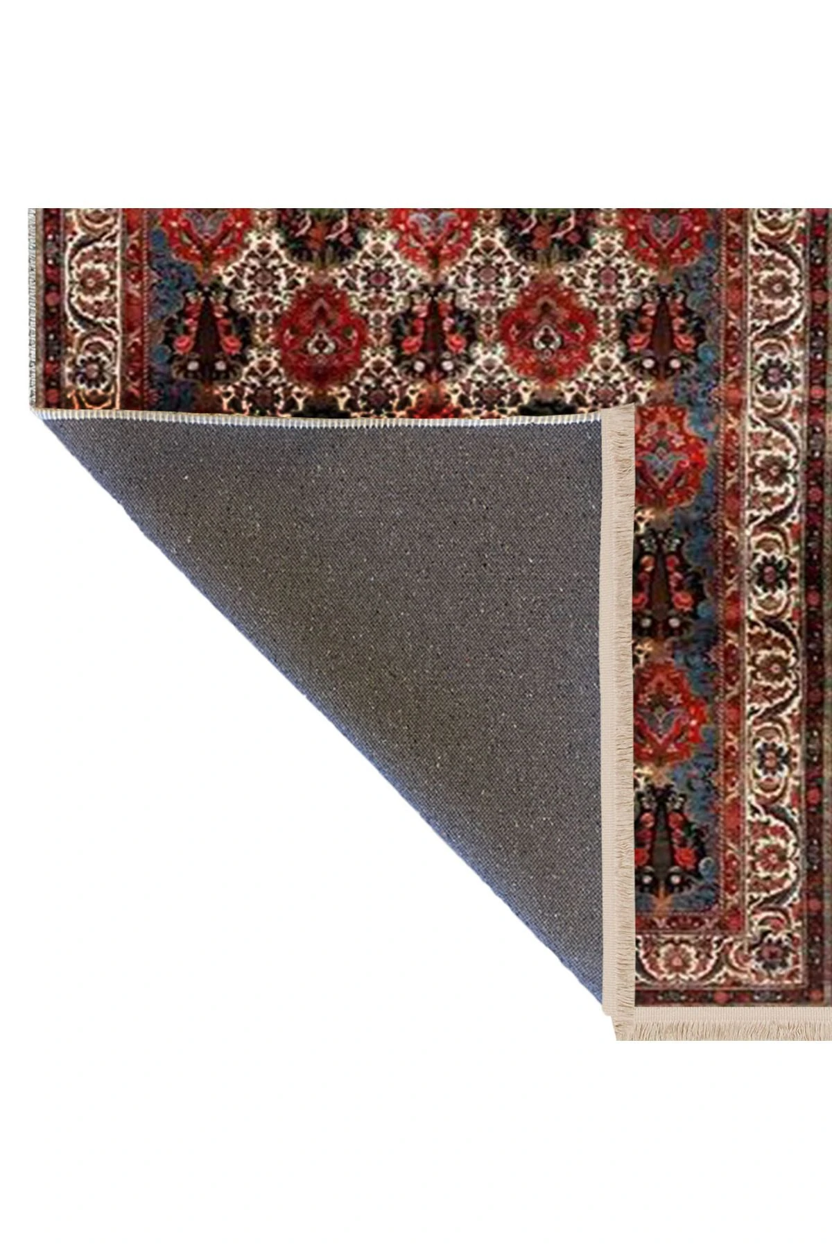 İnci Koleksiyonu Çok Renkli Geleneksel Motif Desenli Dokuma Taban Vintage Dekoratif Halı inci20