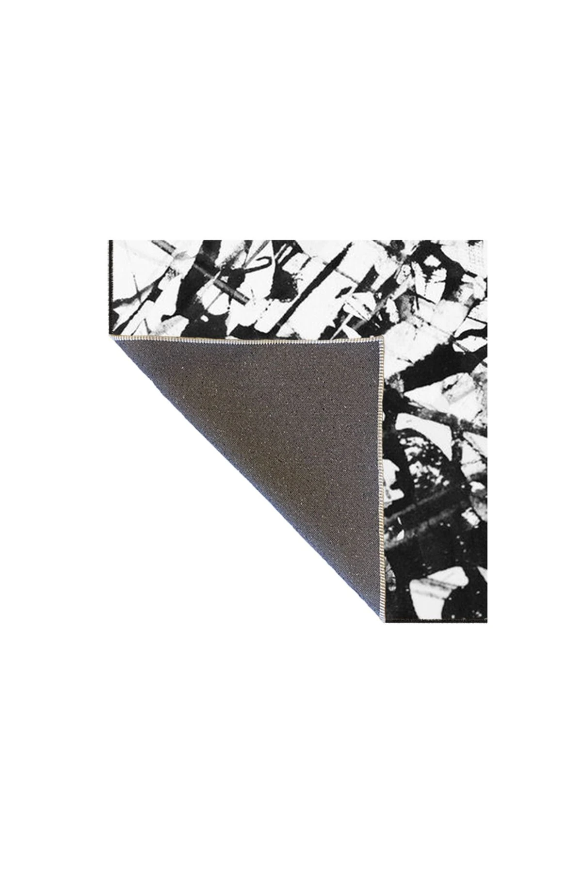 Siyah Beyaz Şekilli Desenli Dokuma Taban Halı ve Yıkanabilir Halı miravip10235