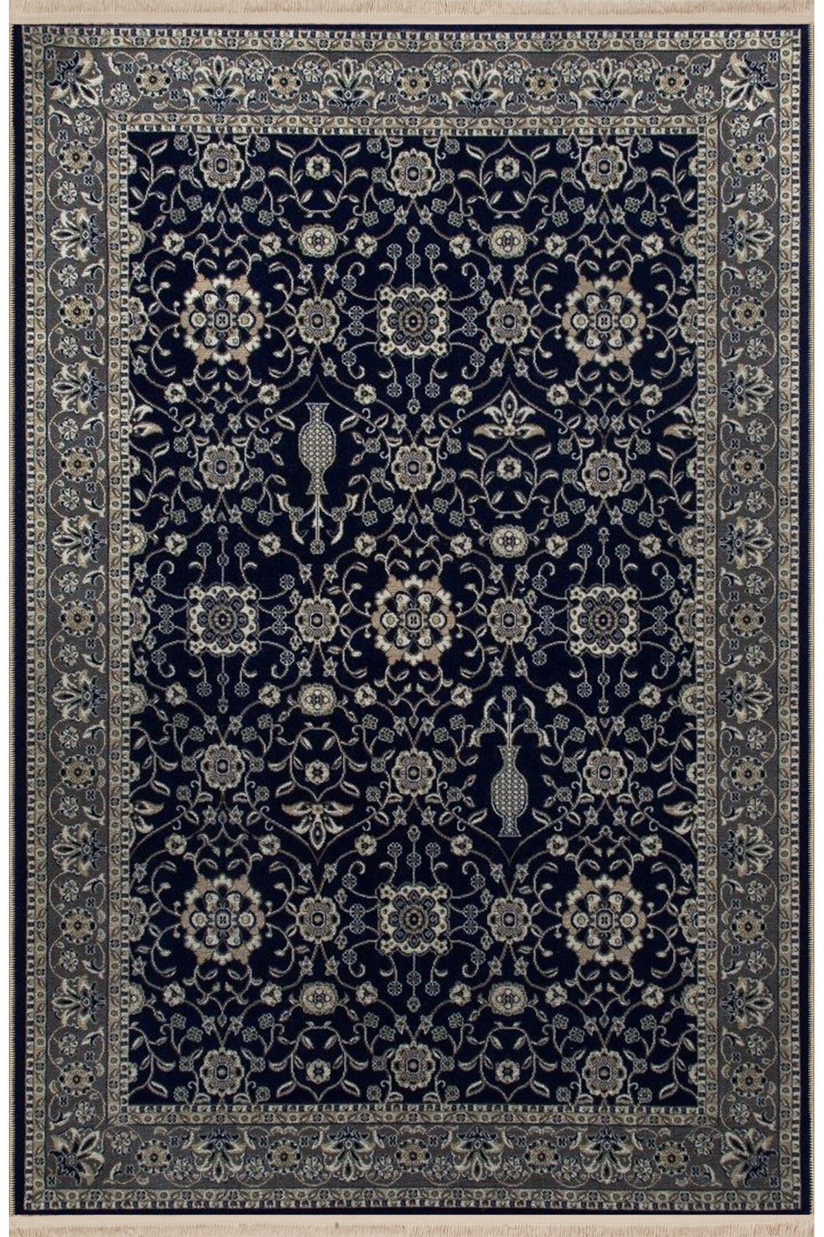 Siyah Temalı Geleneksel Motif Etnik Desenli Kreatif Vintage Dekoratif Halı 2781