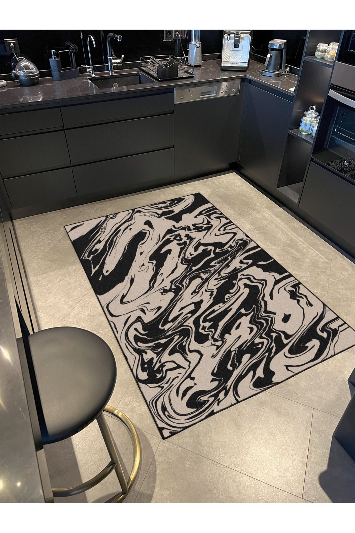 Kahverengi Bulanık Temalı Desenli Dokuma Taban ve Yıkanabilir Halı miravip9543