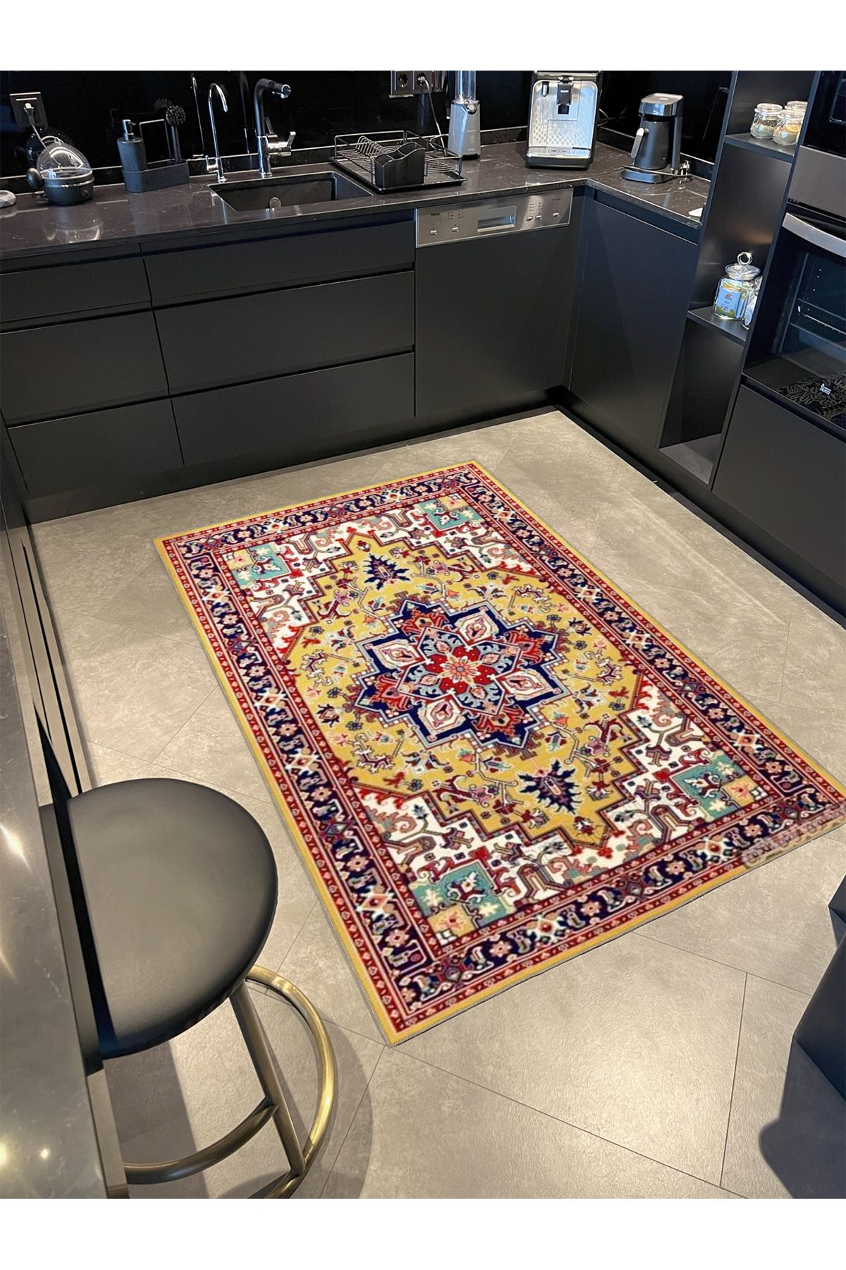 Eskitme Geometrik Modern Dekoratif Halı 3678