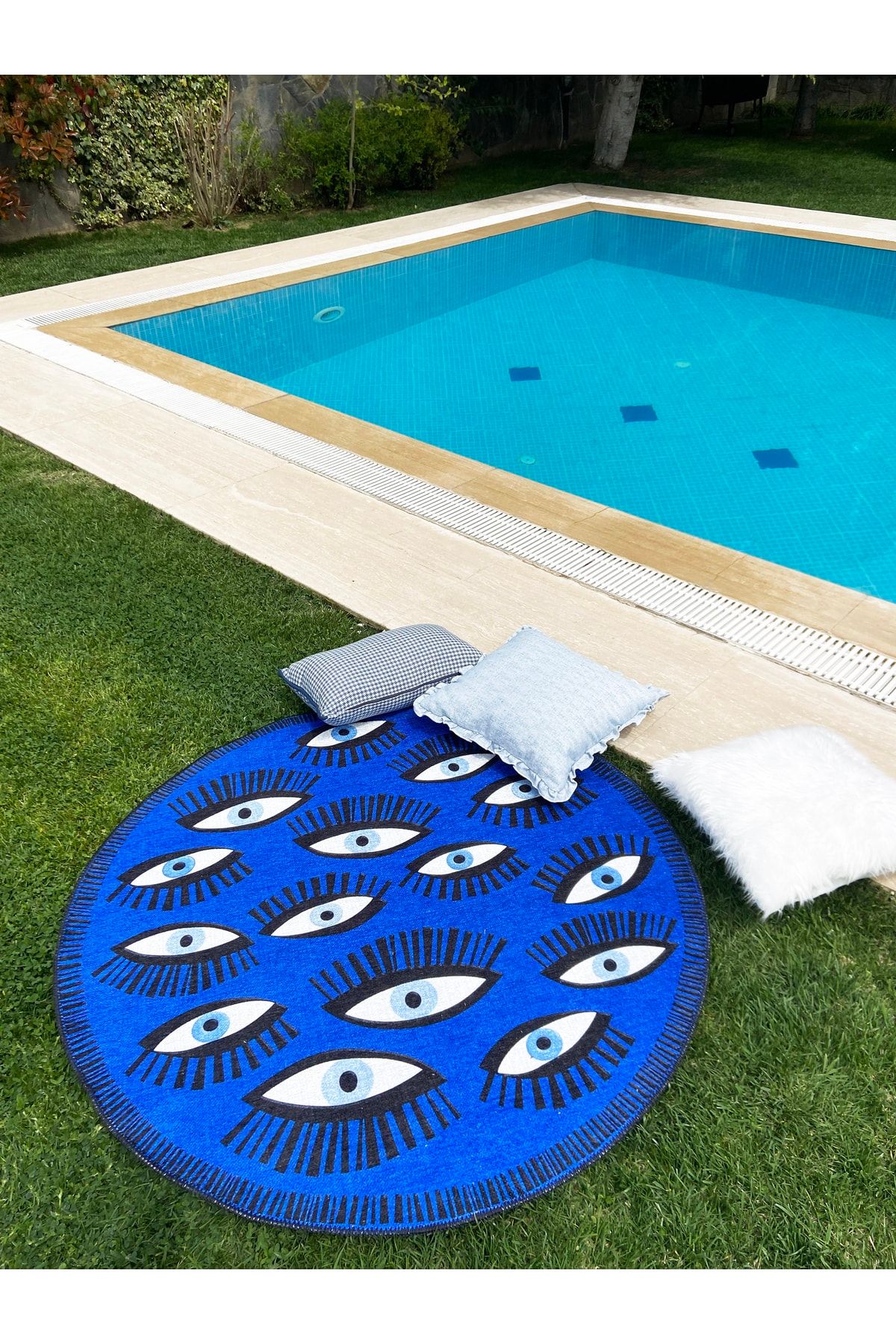 Mira 861 Parlament Mavi Göz Figürlü Modern Halı