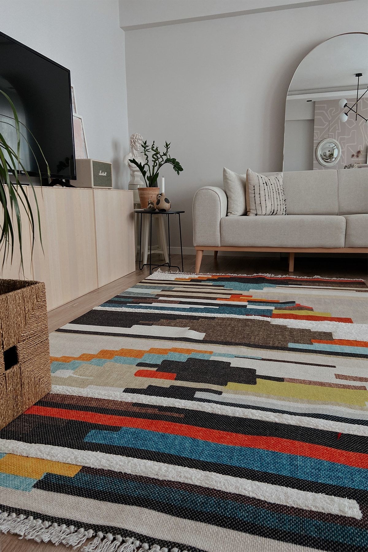 Rustik Multy 4010 Çok Renkli Çizgili Kilim