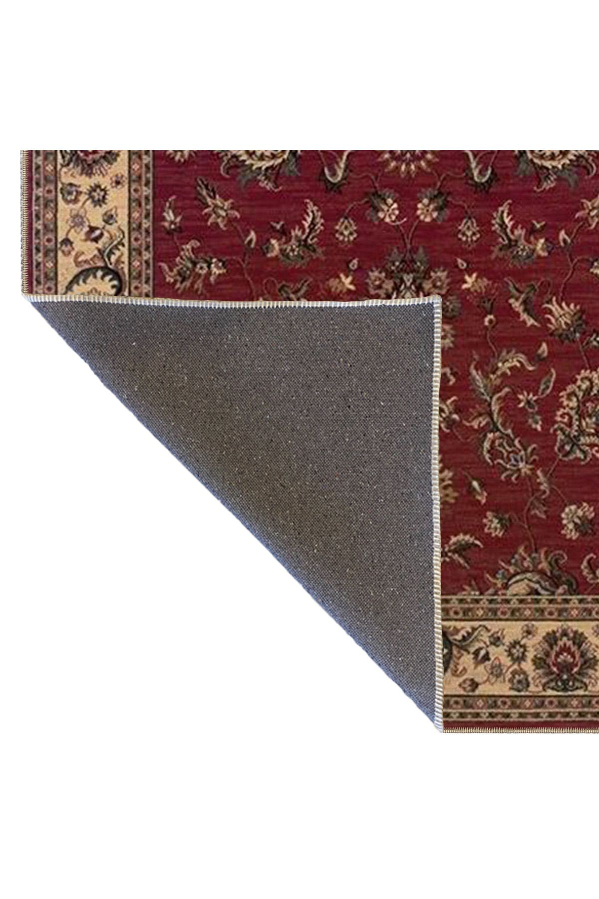 Bordo Bej Temalı Geleneksel Motif Çiçek Desenli Vintage Dekoratif Halı 4603
