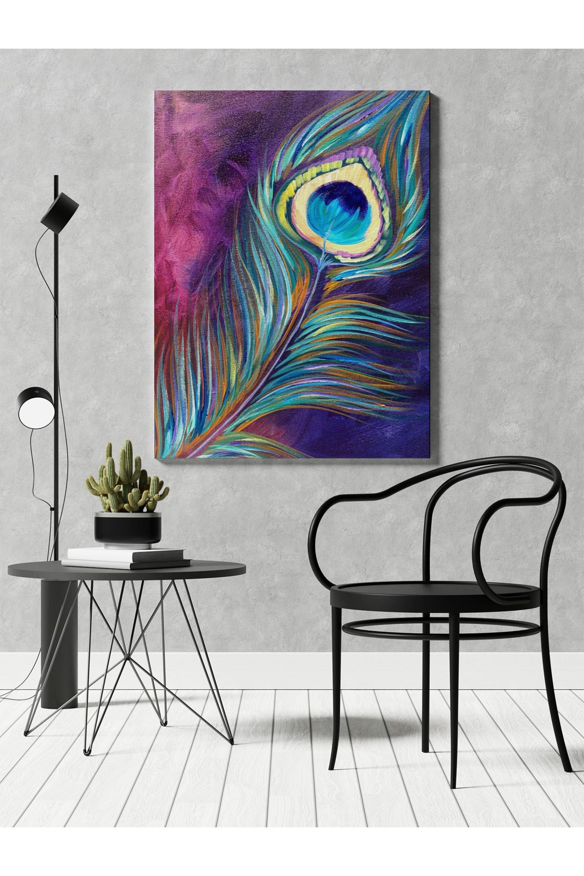 Kanvas Tablo Tavus Tüyü Desenli Temalı Tablo