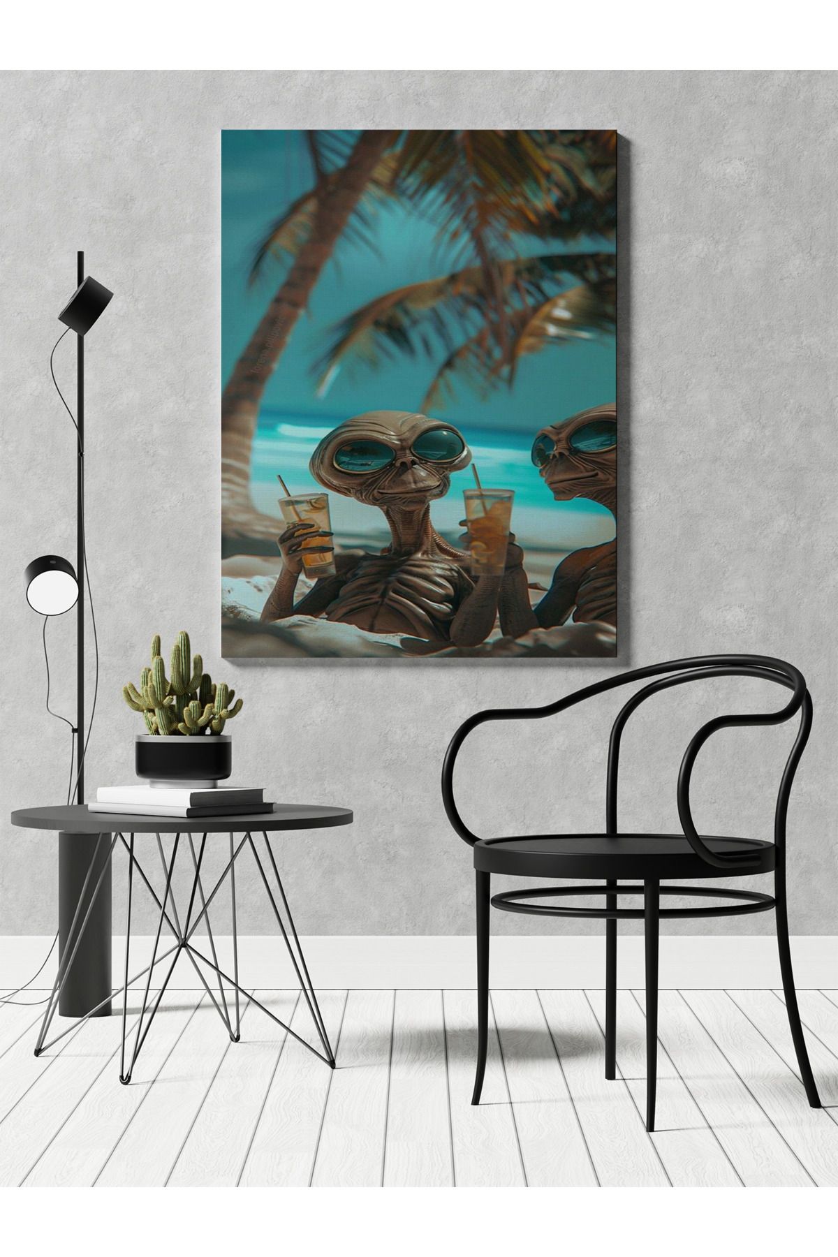 Kanvas Tablo Uzaylı Desenli Temalı Tablo