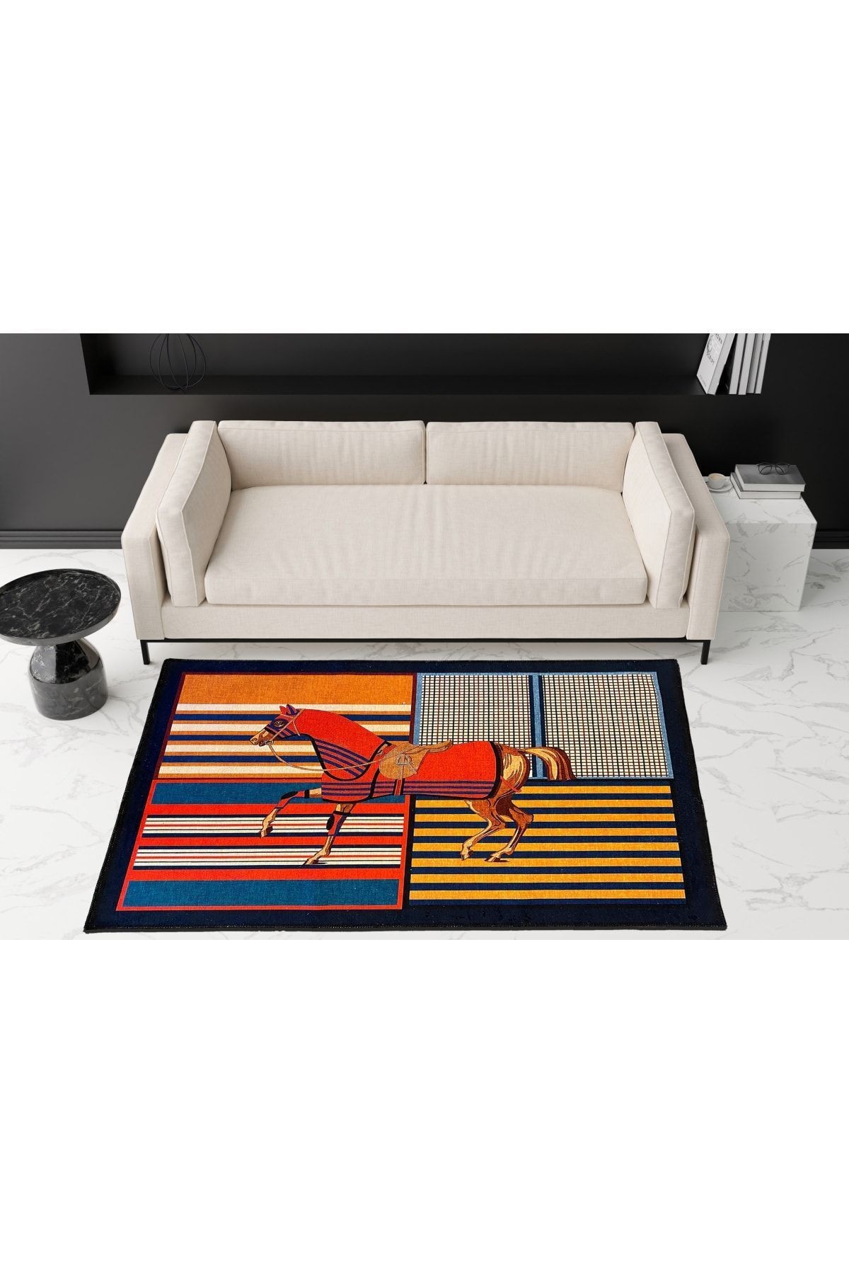 Mira 894 Çok Renkli Modern At Desenli Dokuma Taban Halı