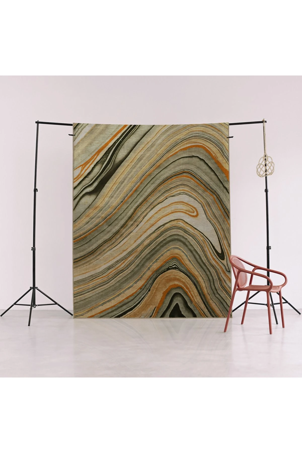 Çok Renkli Dalgalı Soyut Desenli Modern Dekoratif Halı 2357