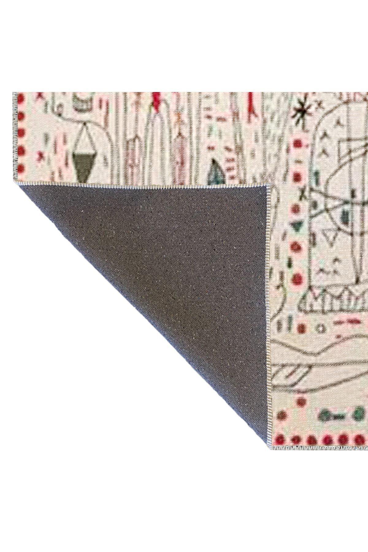 Çok Renkli Soyut Figür Desenli Modern Dekoratif Halı 3313