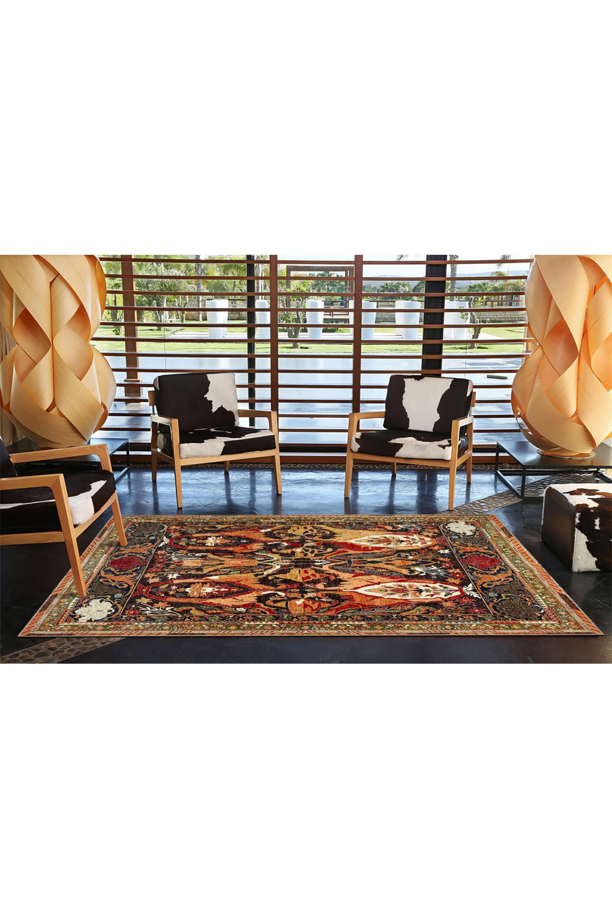 Kırmızı Tonlarda Karışık Renkli Çiçekli Modern Dokuma Taban Halı miravip530