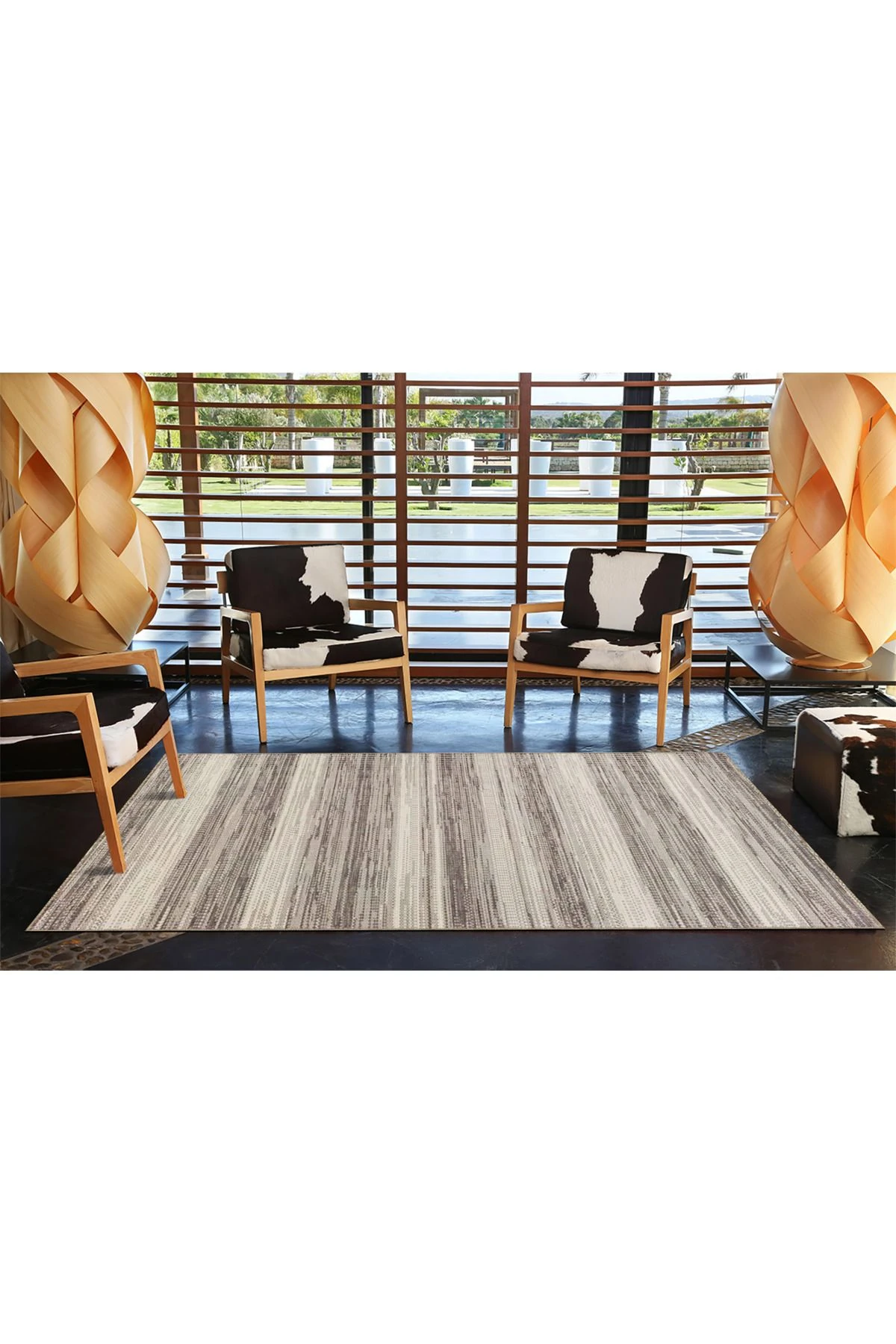 Modern Kahverengi Boyalı Desenli Dokuma Taban Yıkanabilir Halı miravip8365