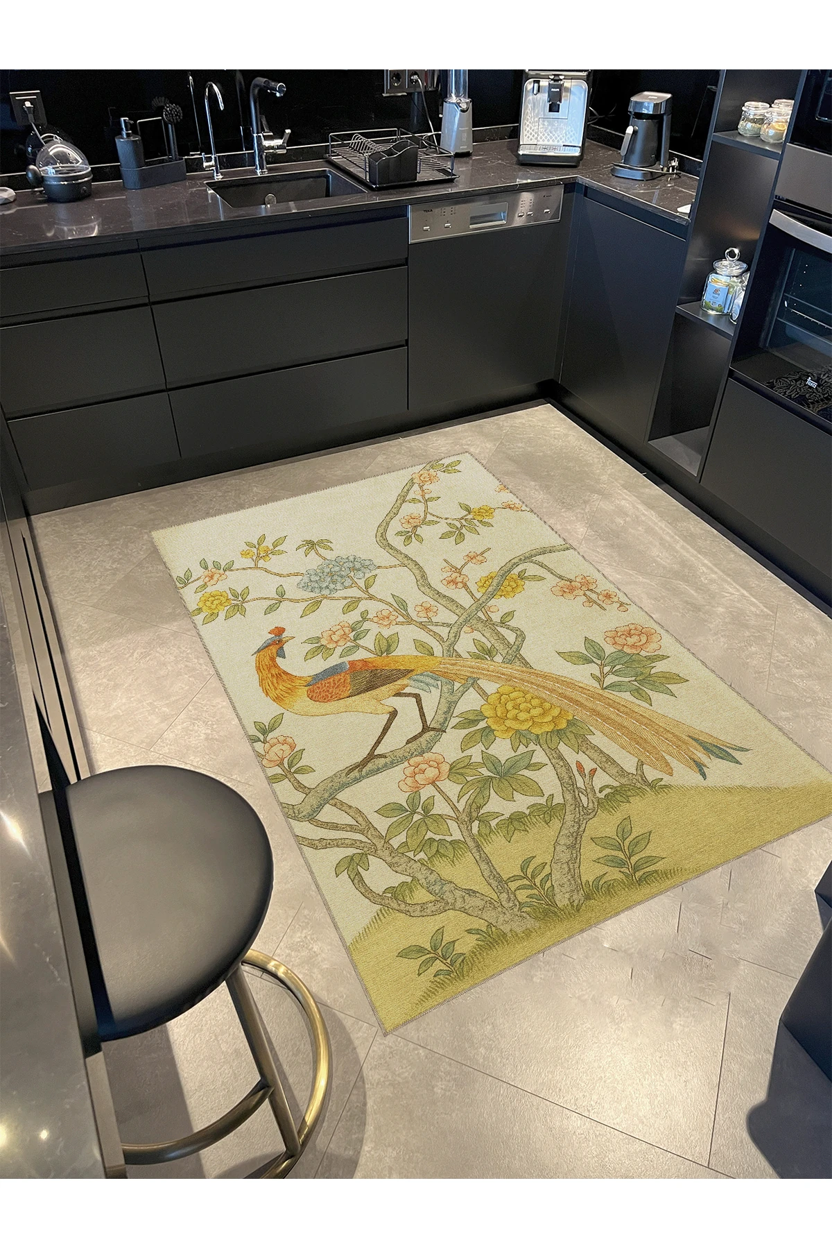 MOSSO Tavus Kuşu Temalı Desenli Modern Dekoratif Halı mosso427