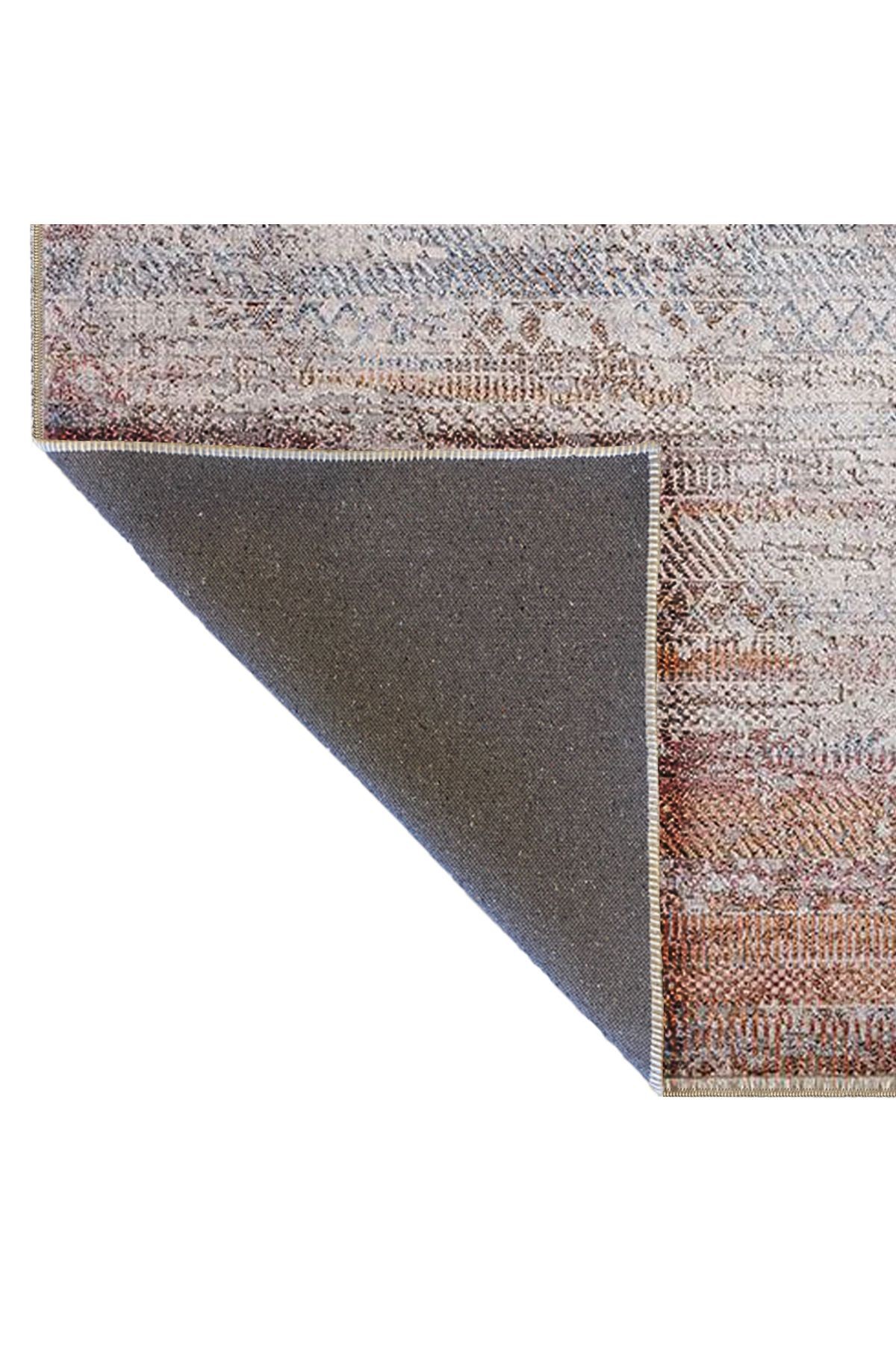 Pudra ve Gri Temalı SOyut Geometrik Desenli Kreatif Modern Dekoratif Halı 4899