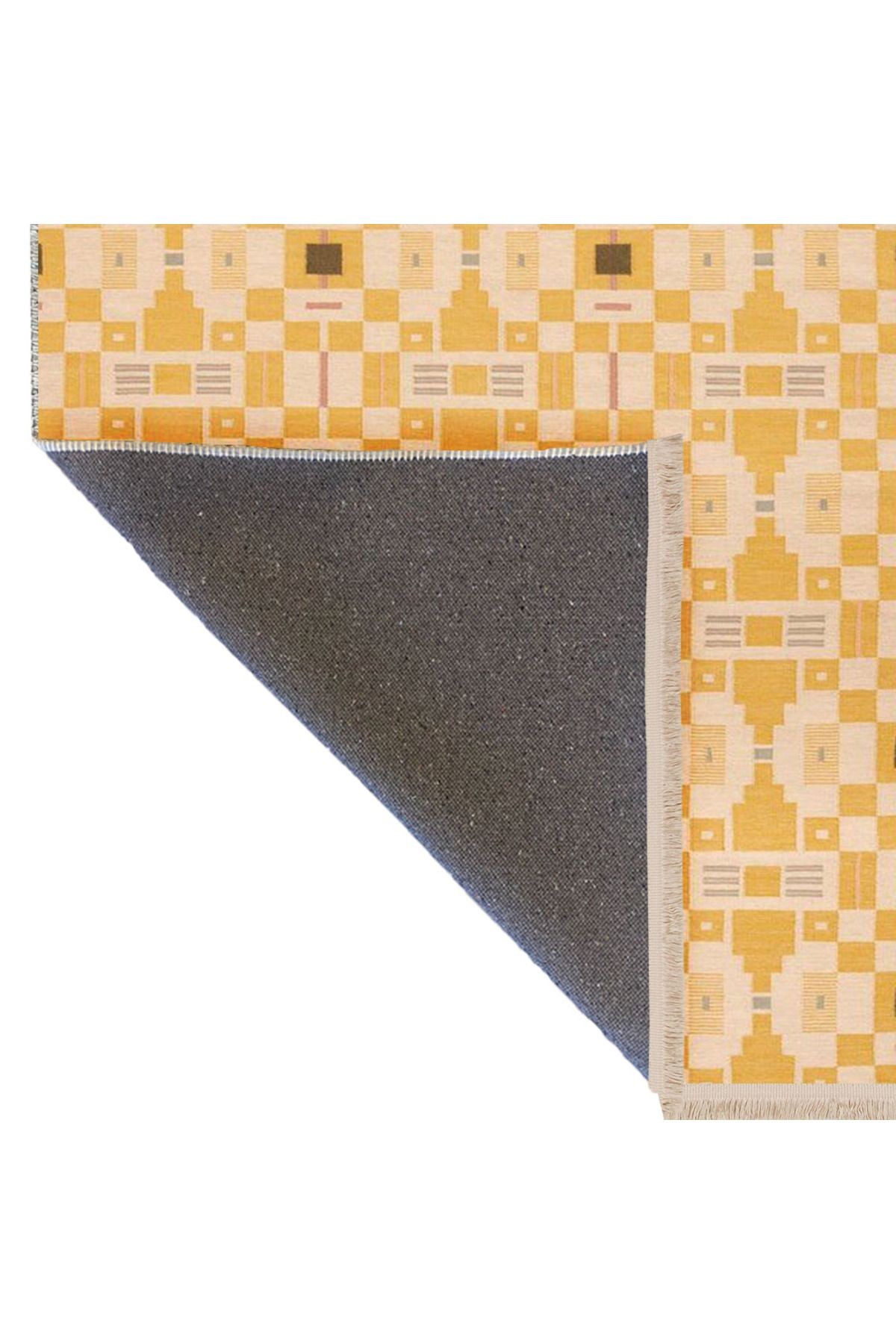 Paris Koleksiyonu Sarı Temalı Geometrik Motif Desenli Modern Dekoratif Halı 174