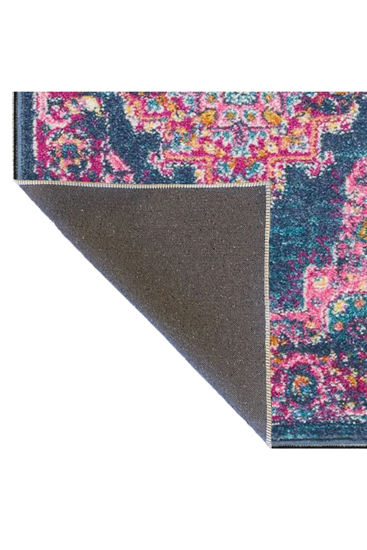 Mavi Çiçekli Gelenksel Desenli Dokuma Taban miravip635