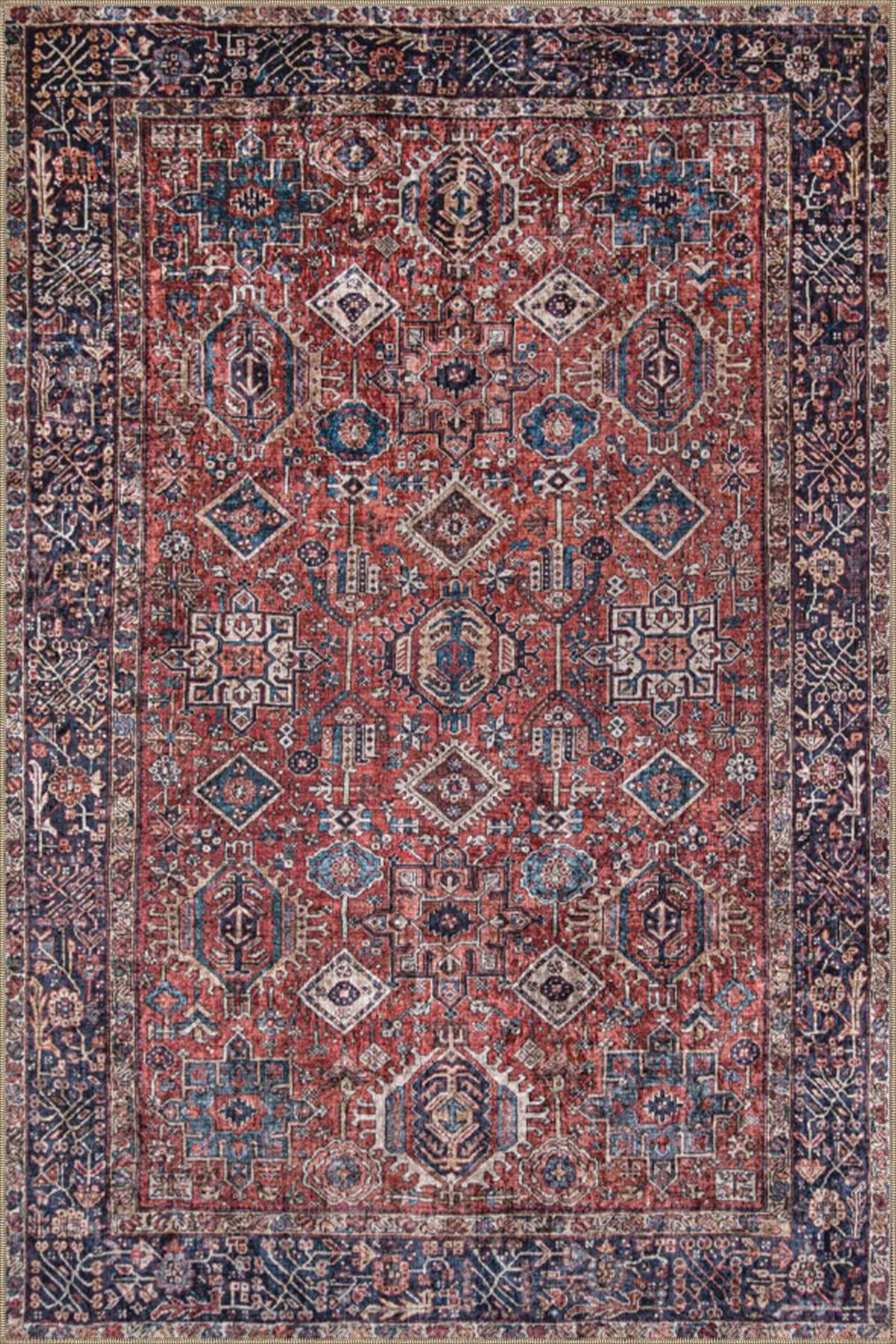 Baklavalı Bordo Renklerinde Temalı Dekoratif Halı ve Yıkanabilir Halı miravip9679